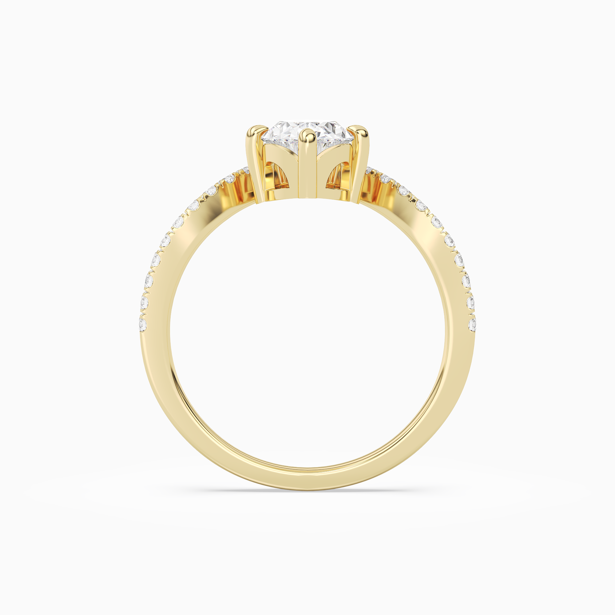 Oval Tiara Accent Side Stone in 18K Yellow Gold side profile