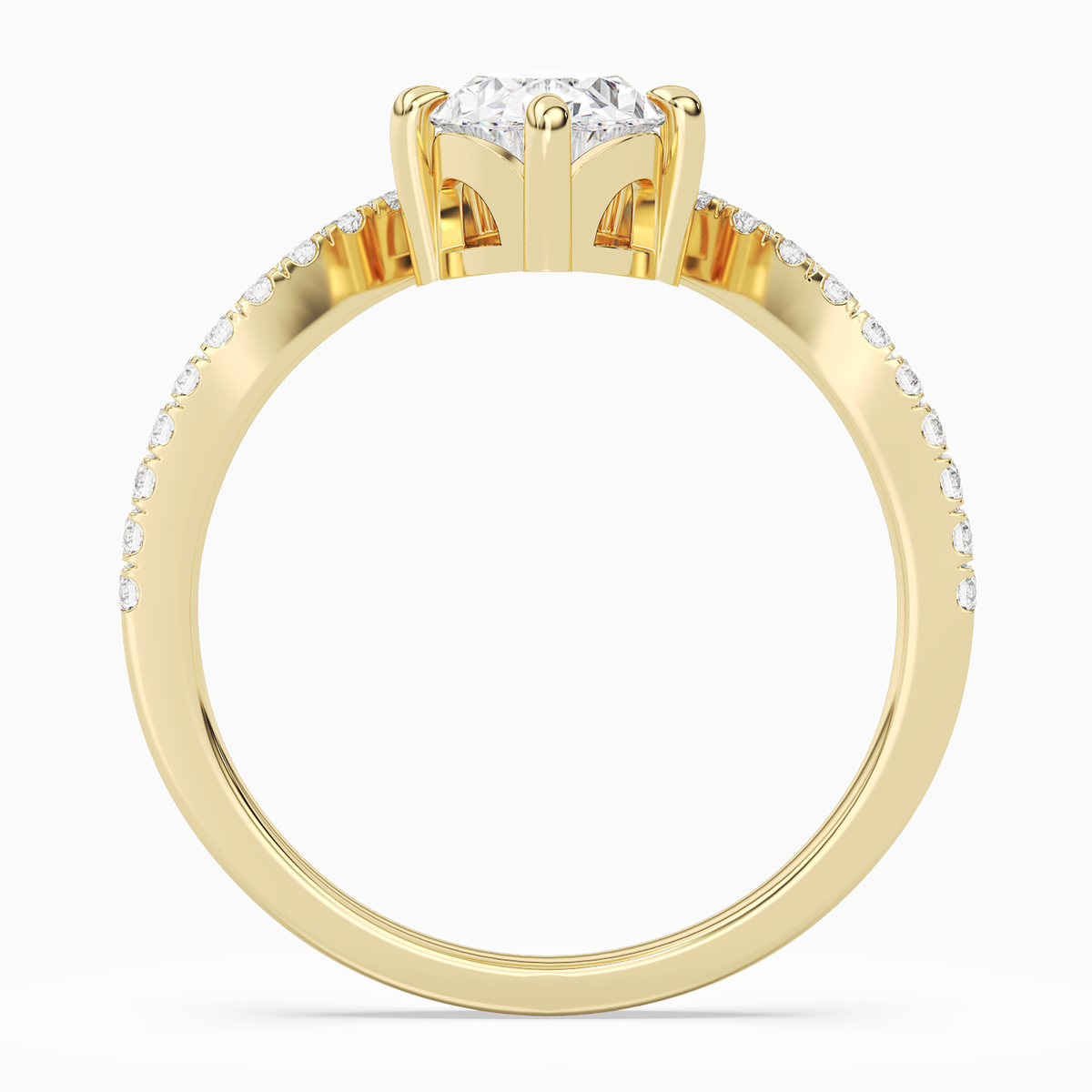 Oval Tiara Accent Side Stone in 18K Yellow Gold side profile
