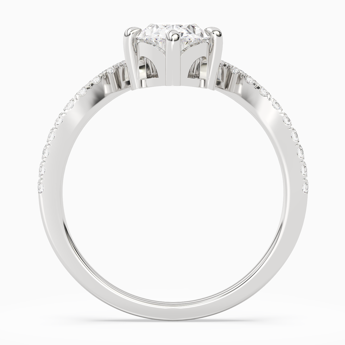Oval Tiara Accent Side Stone in Platinum side profile