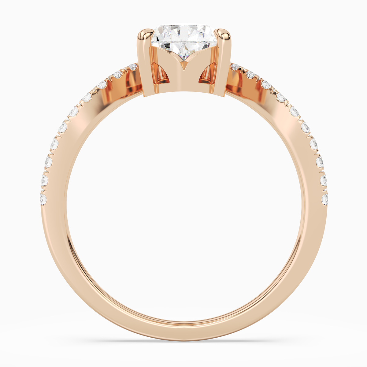 Pear Tiara Accent Side Stone in 14K Rose Gold side profile