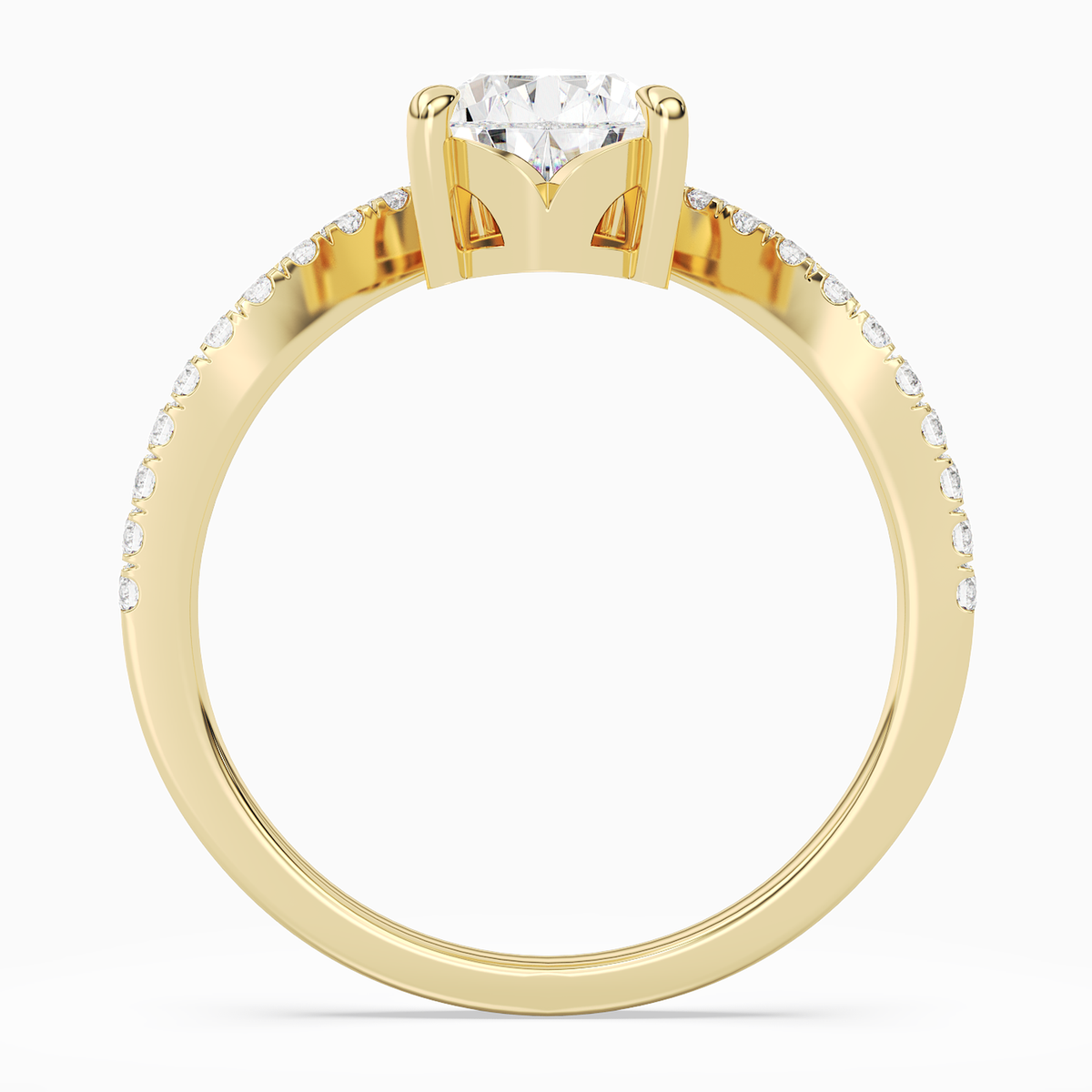 Pear Tiara Accent Side Stone in 14K Yellow Gold side profile