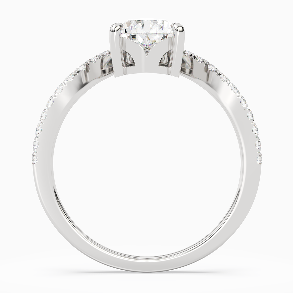 Pear Tiara Accent Side Stone in 18K White Gold side profile