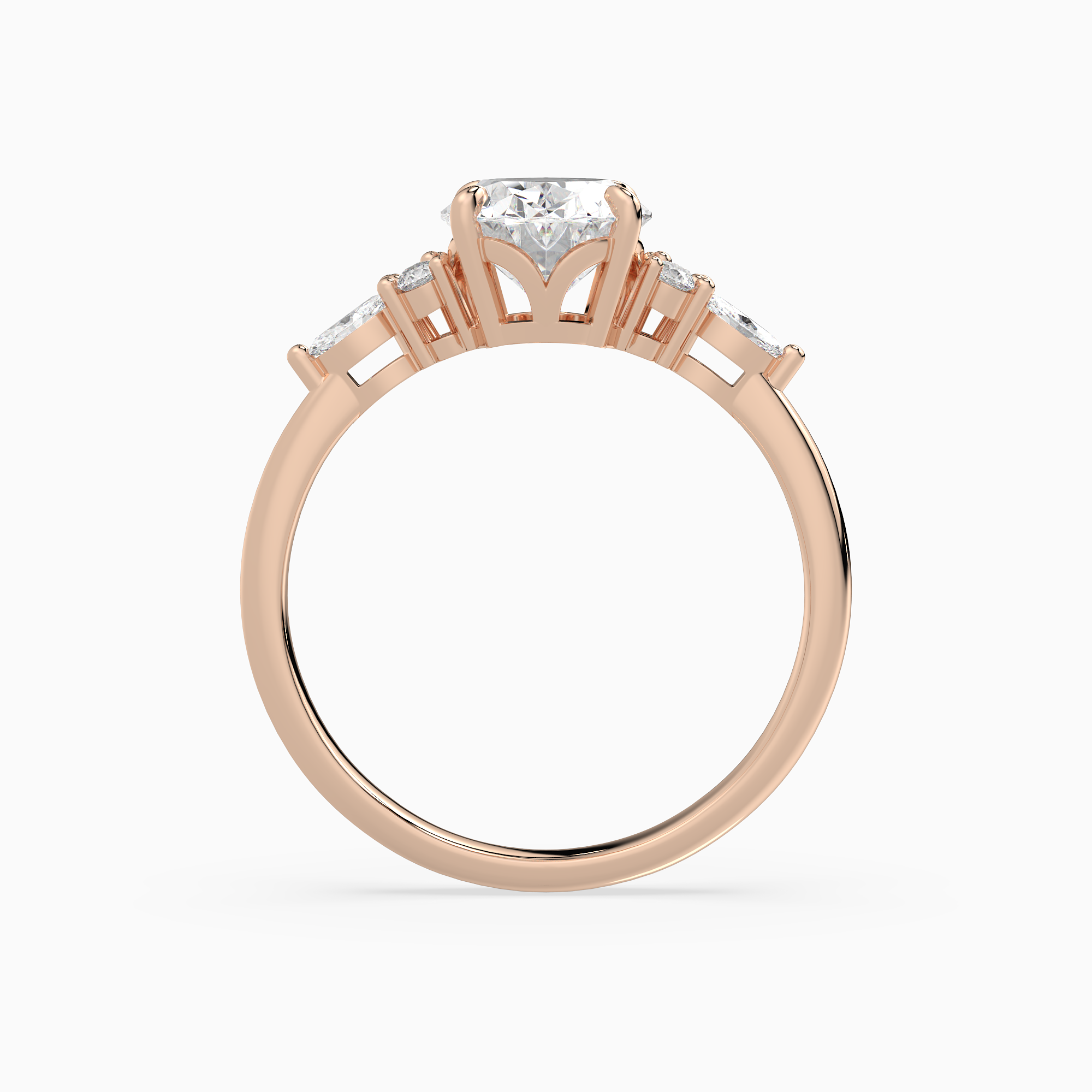 Oval Composite Floral Side Stone in 14K Rose Gold side profile