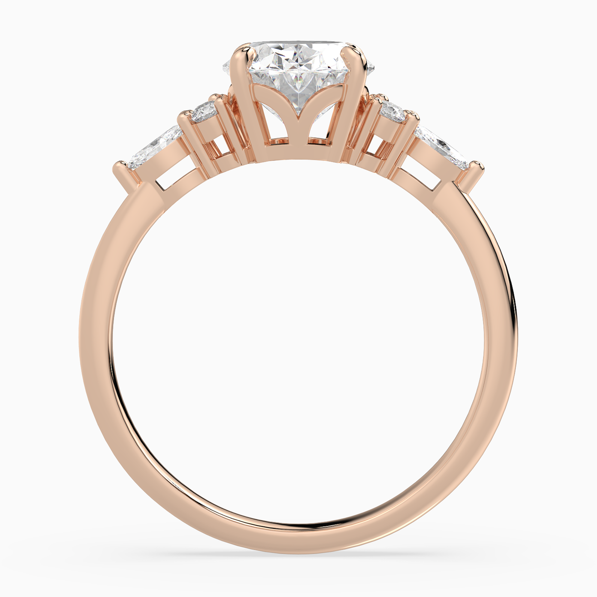 Oval Composite Floral Side Stone in 14K Rose Gold side profile