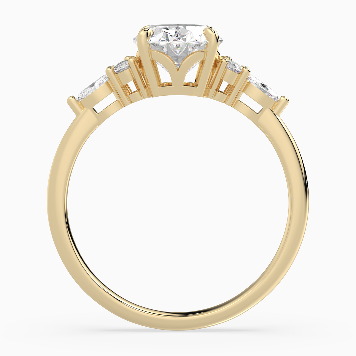Oval Composite Floral Side Stone in 14K Yellow Gold side profile