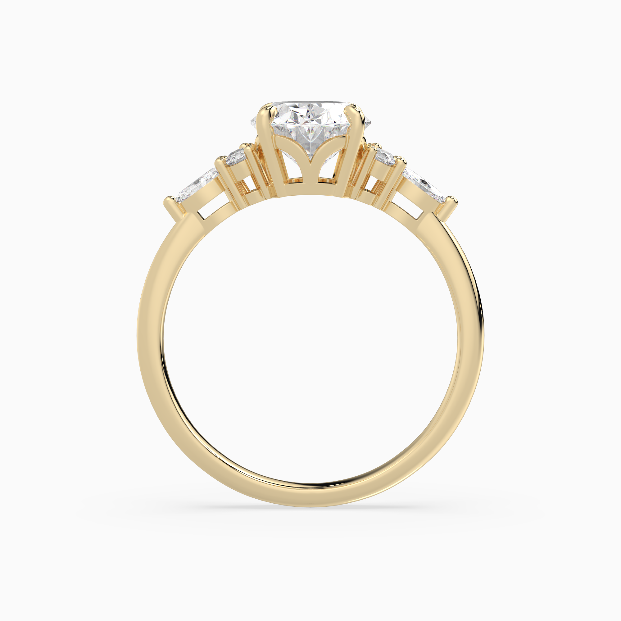 Oval Composite Floral Side Stone in 18K Yellow Gold side profile