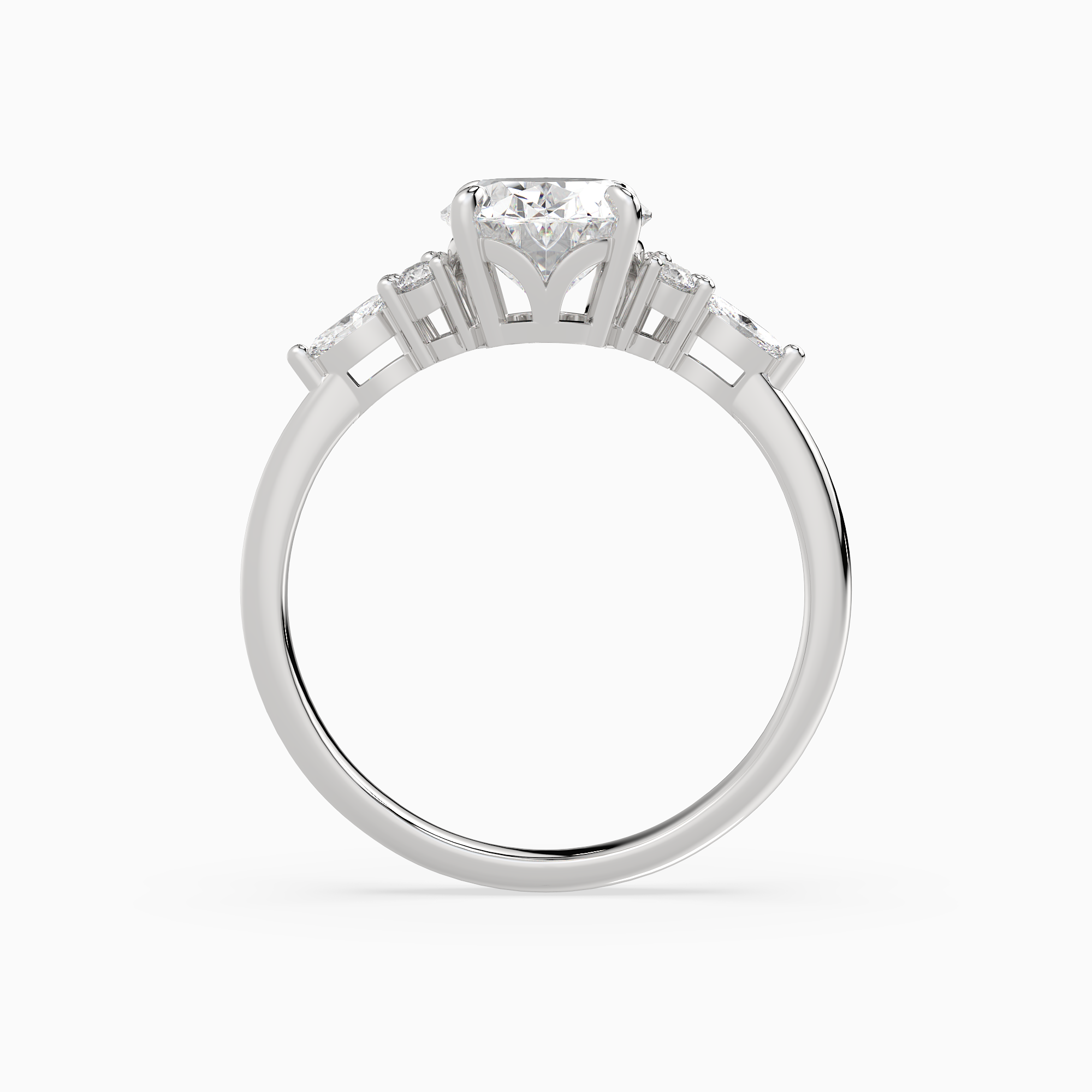 Oval Composite Floral Side Stone in Platinum side profile