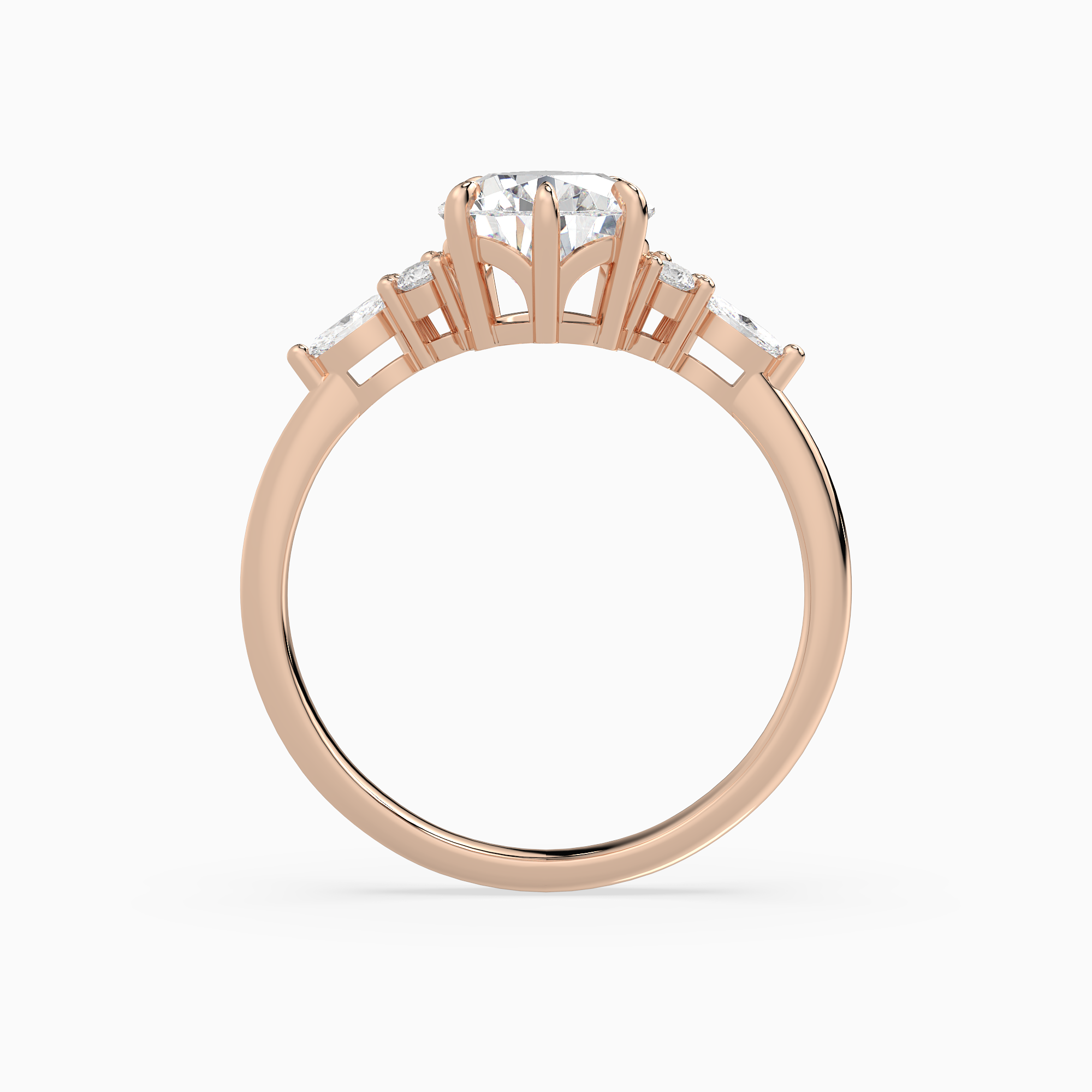 Pear Composite Floral Side Stone in 14K Rose Gold side profile