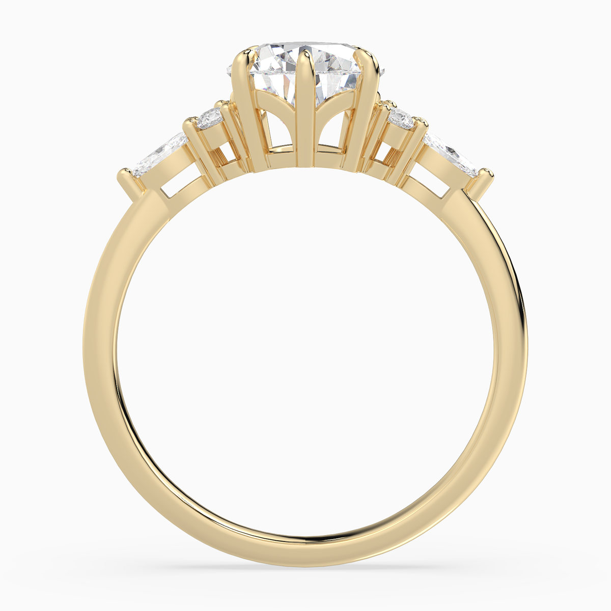 Pear Composite Floral Side Stone in 14K Yellow Gold side profile
