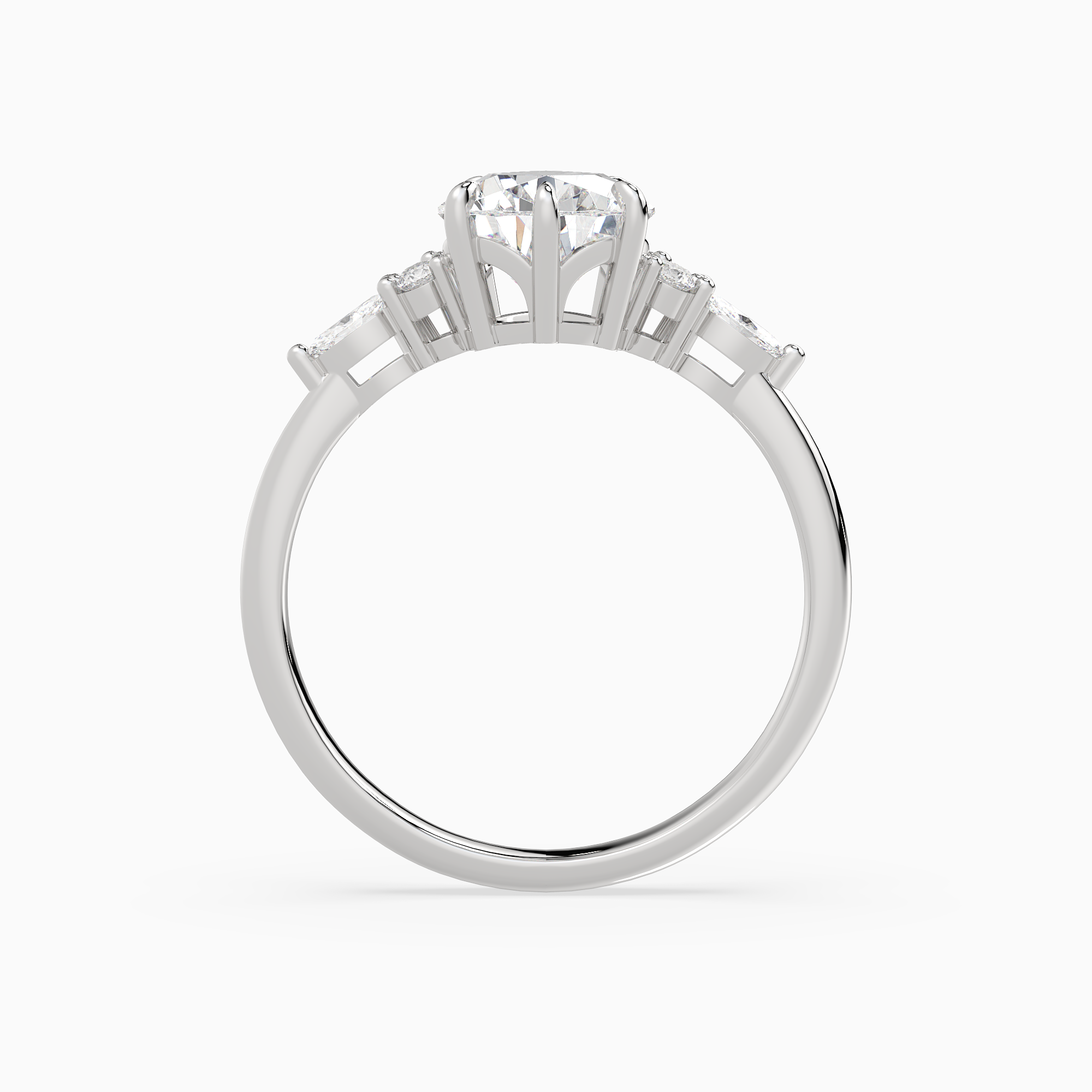 Pear Composite Floral Side Stone in Platinum side profile