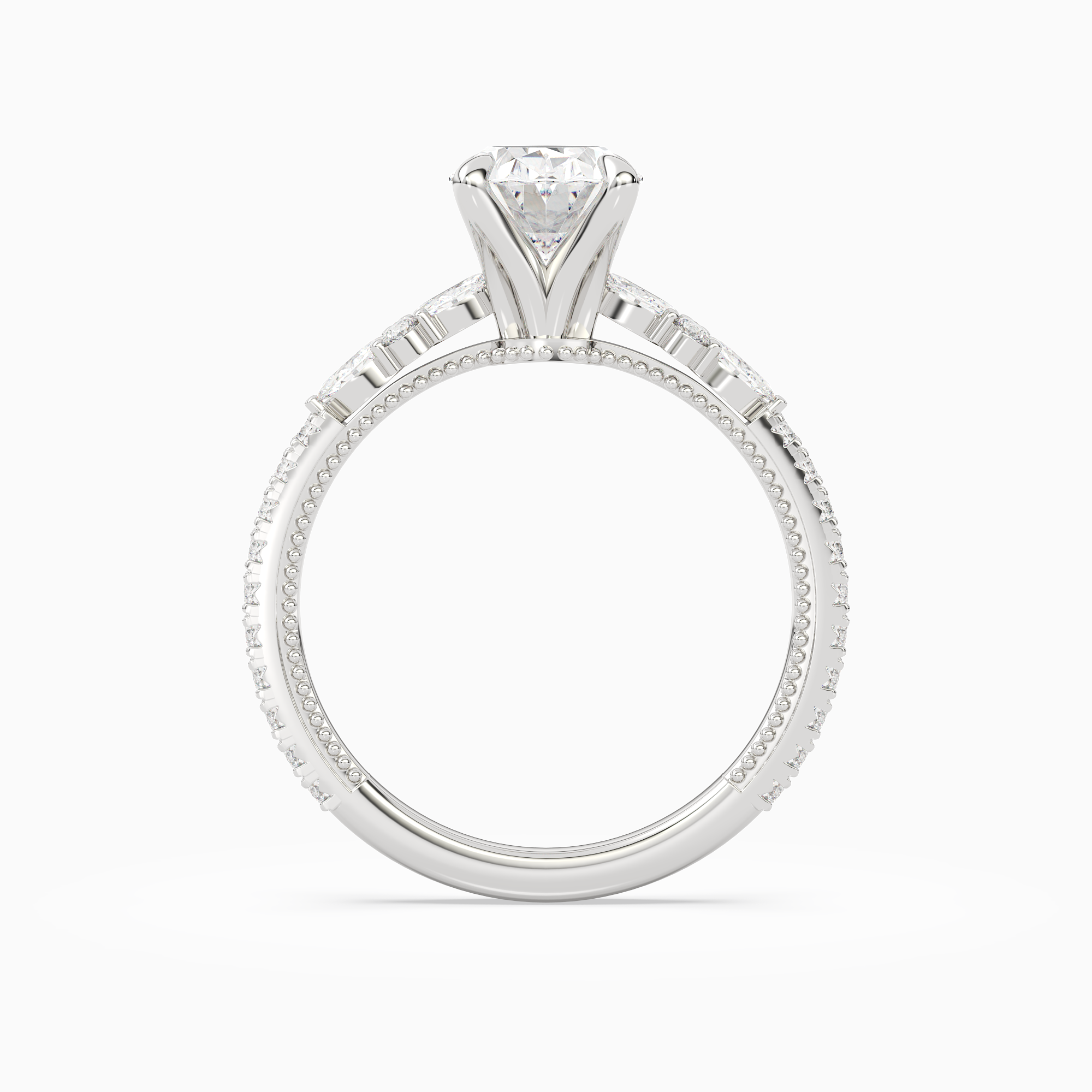 Oval Celestia Side Stone in Platinum side profile