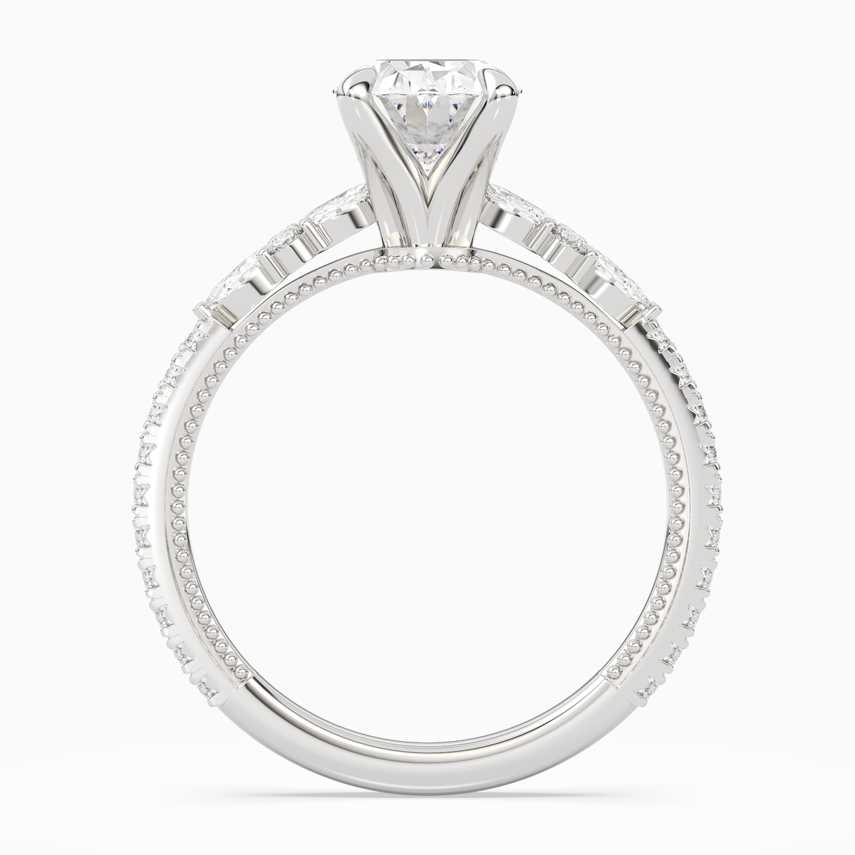 Oval Celestia Side Stone in Platinum side profile