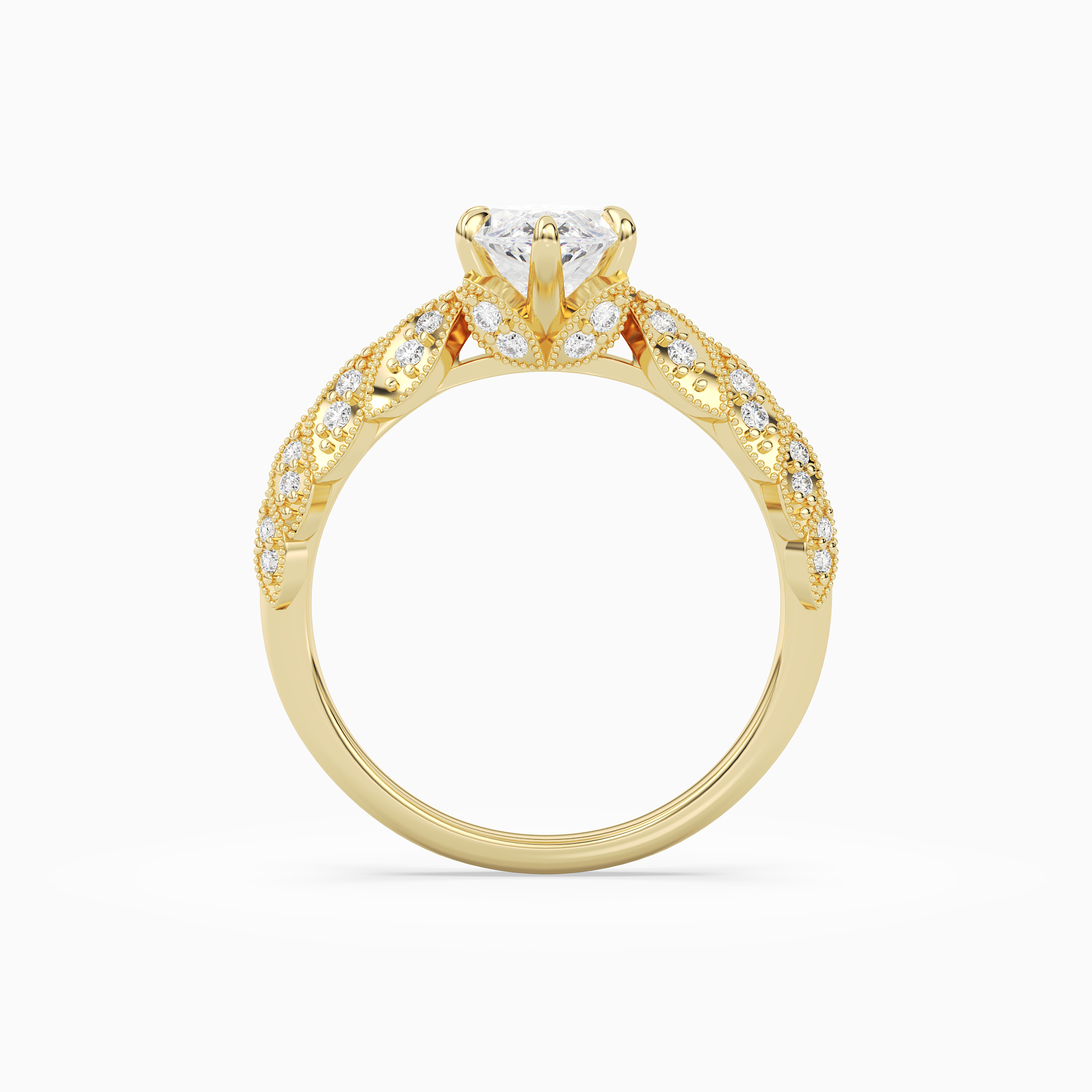 Marquise Laurel Nature Side Stone in 14K Yellow Gold side profile