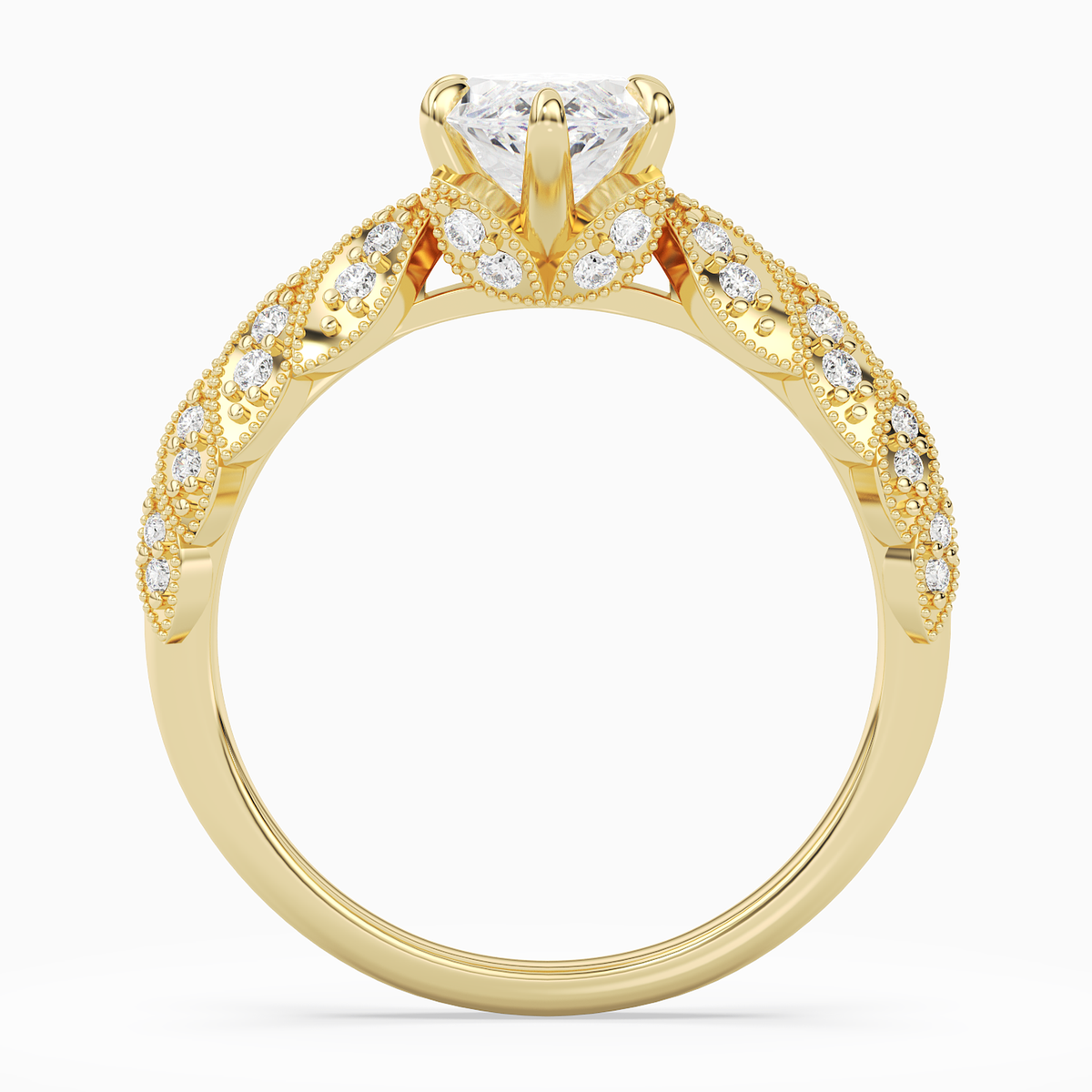 Marquise Laurel Nature Side Stone in 18K Yellow Gold side profile