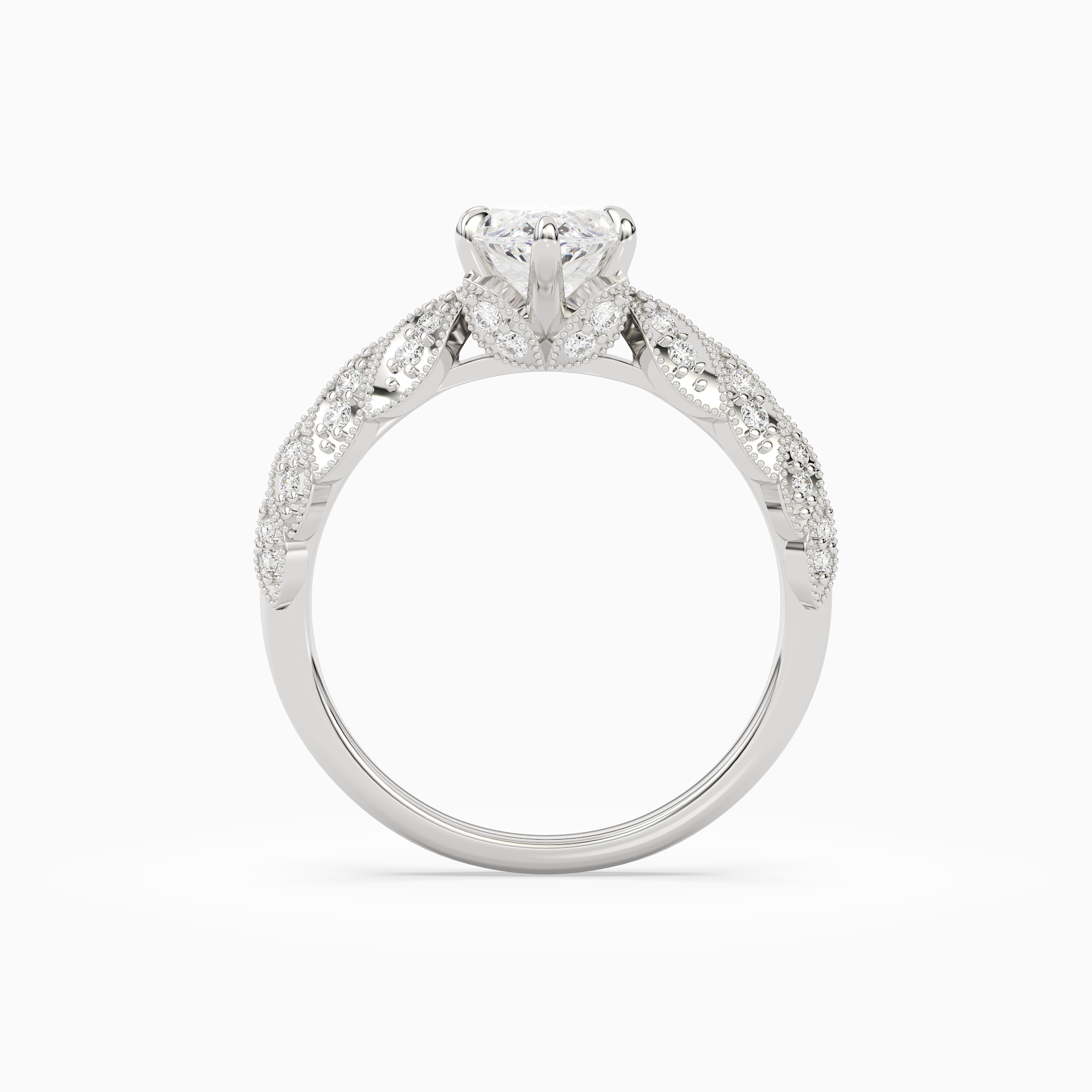 Marquise Laurel Nature Side Stone in Platinum side profile