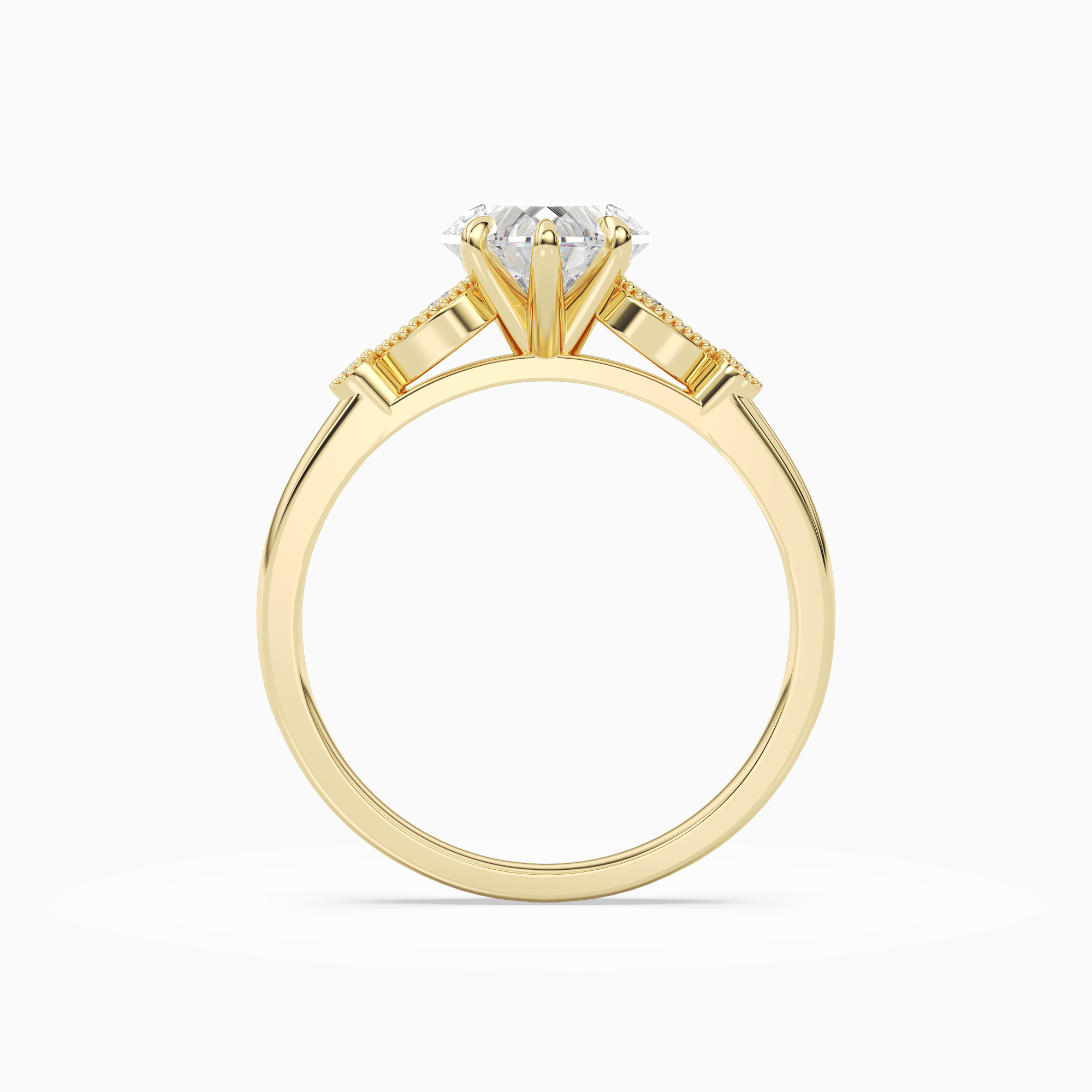 Heart Pear Scroll Side Stone in 14K Yellow Gold side profile
