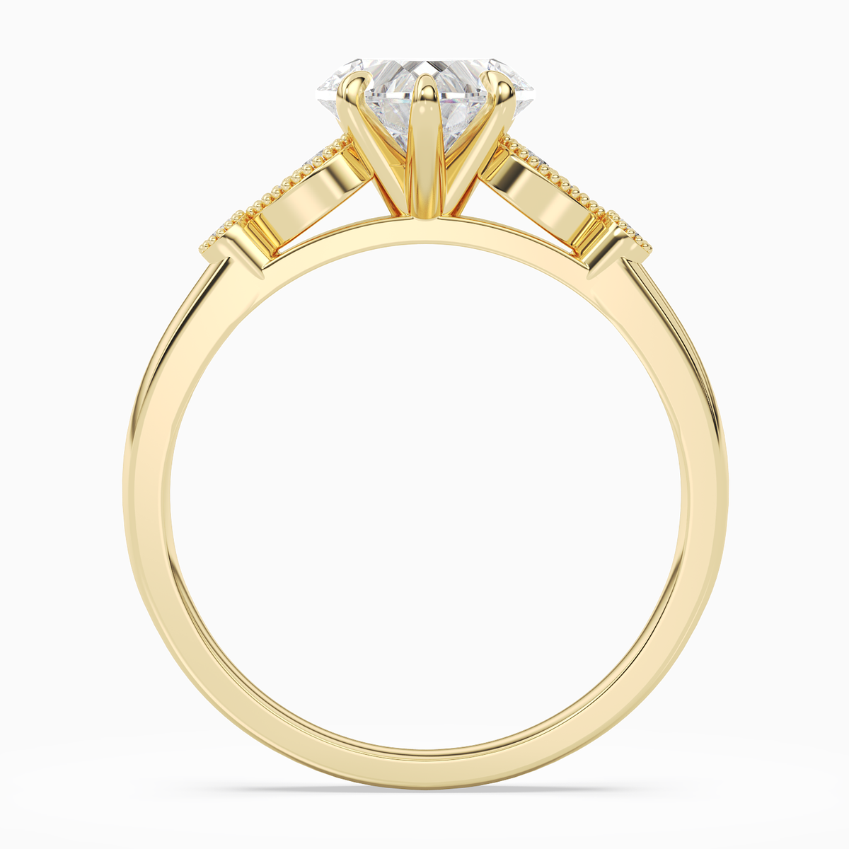 Heart Pear Scroll Side Stone in 14K Yellow Gold side profile