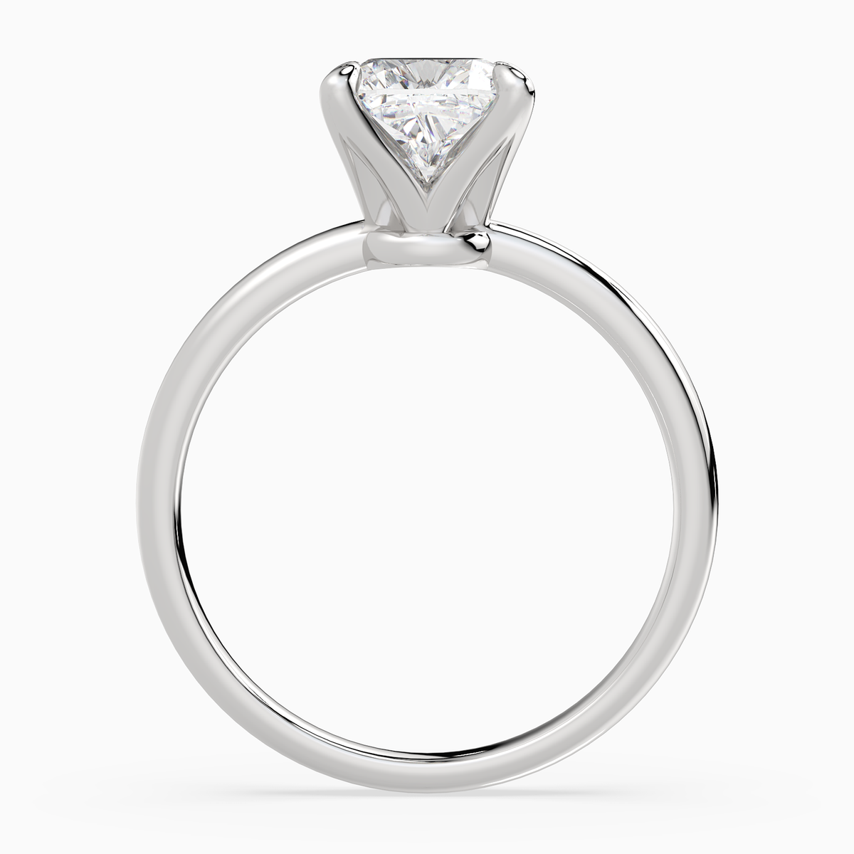 Cushion Petite Classic Solitaire in 14K White Gold side profile