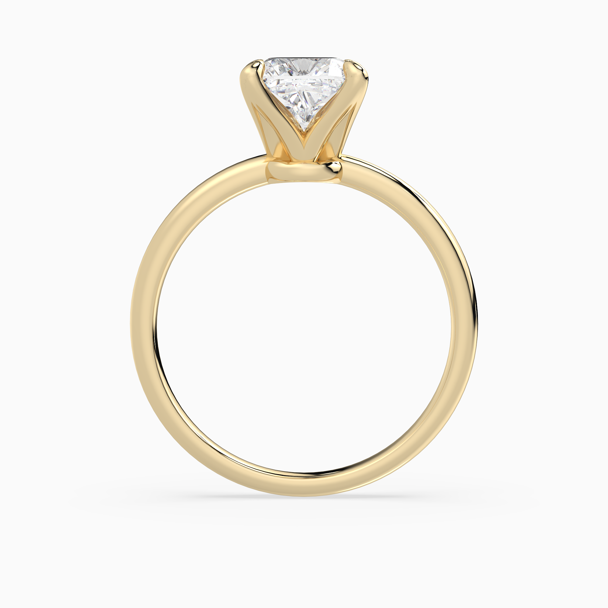 Cushion Petite Classic Solitaire in 18K Yellow Gold side profile