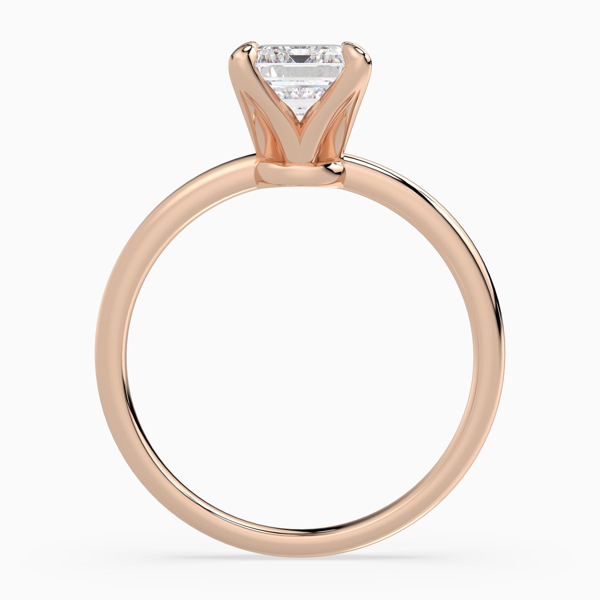 Emerald Petite Classic Solitaire in 14K Rose Gold side profile