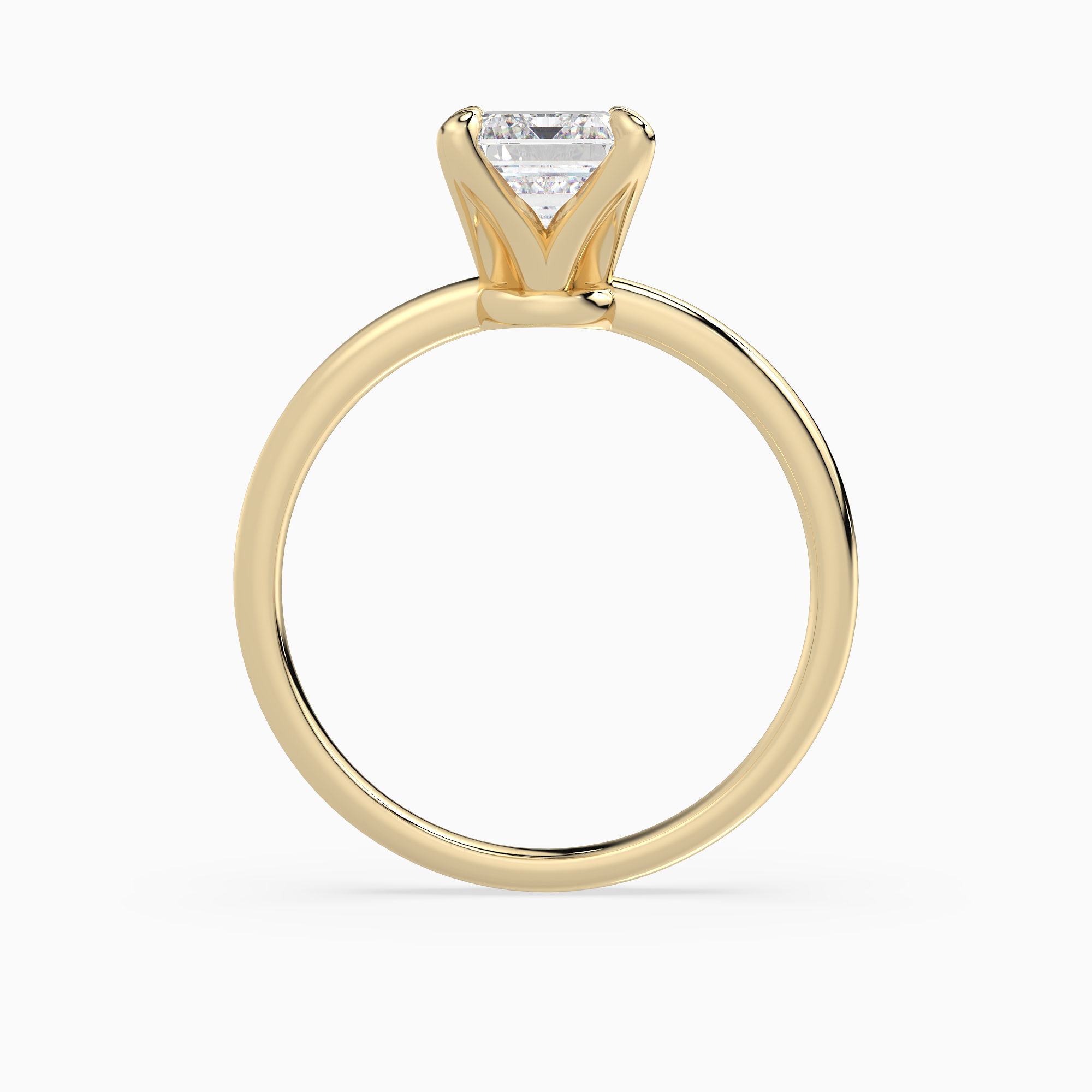 Emerald Petite Classic Solitaire in 18K Yellow Gold side profile