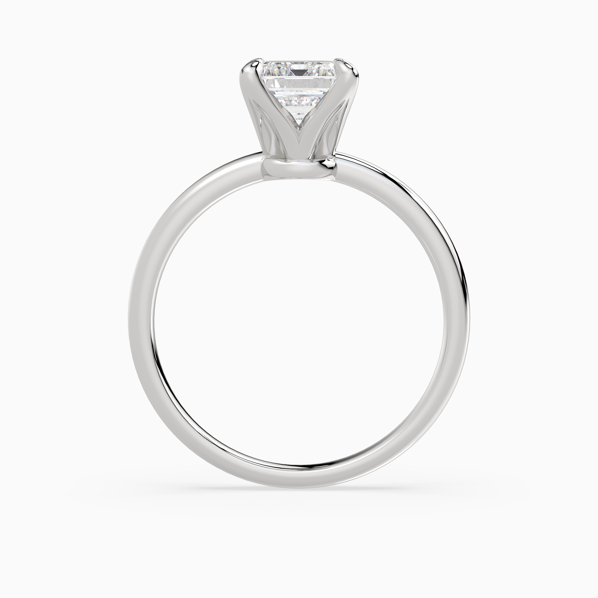 Emerald Petite Classic Solitaire in Platinum side profile