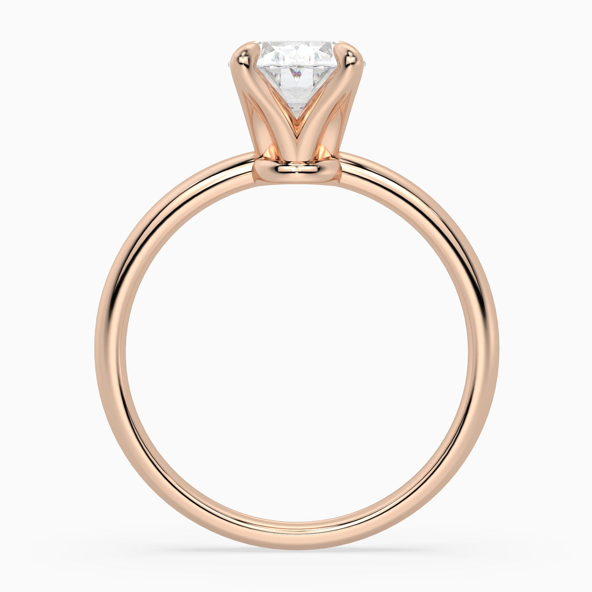 Oval Petite Classic Solitaire in 14K Rose Gold side profile