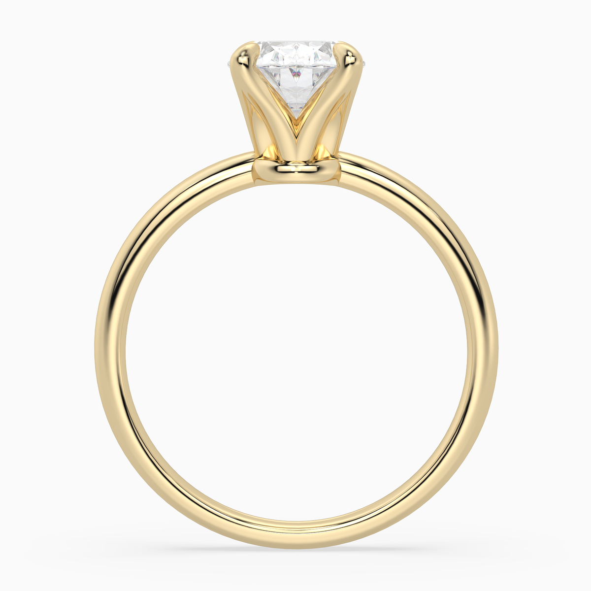 Oval Petite Classic Solitaire in 14K Yellow Gold side profile