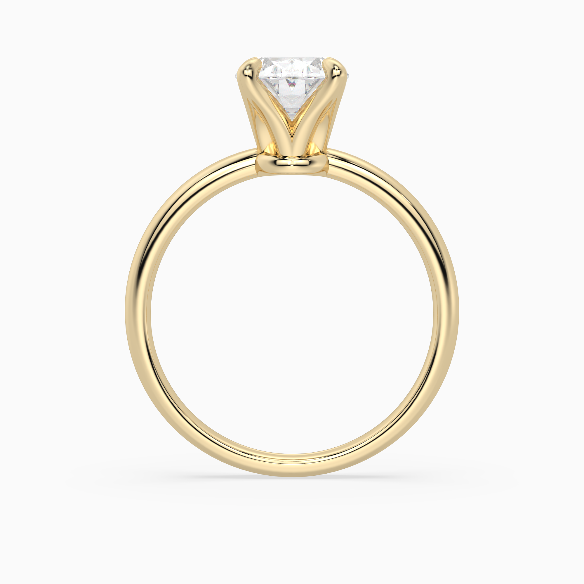 Oval Petite Classic Solitaire in 18K Yellow Gold side profile