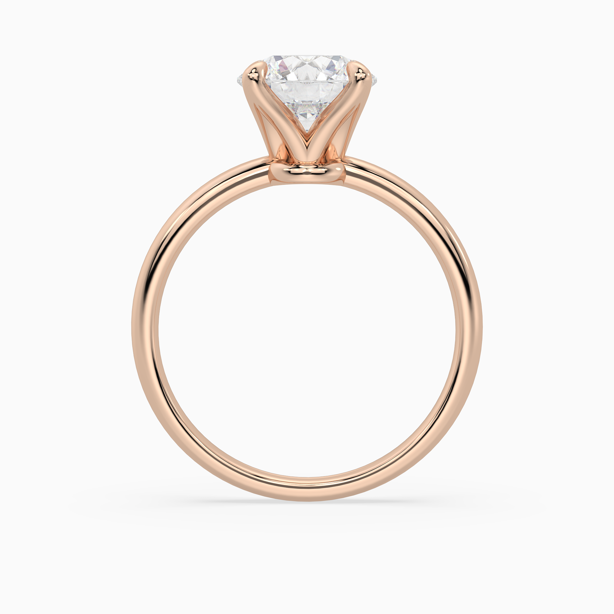 Round Petite Classic Solitaire in 14K Rose Gold side profile