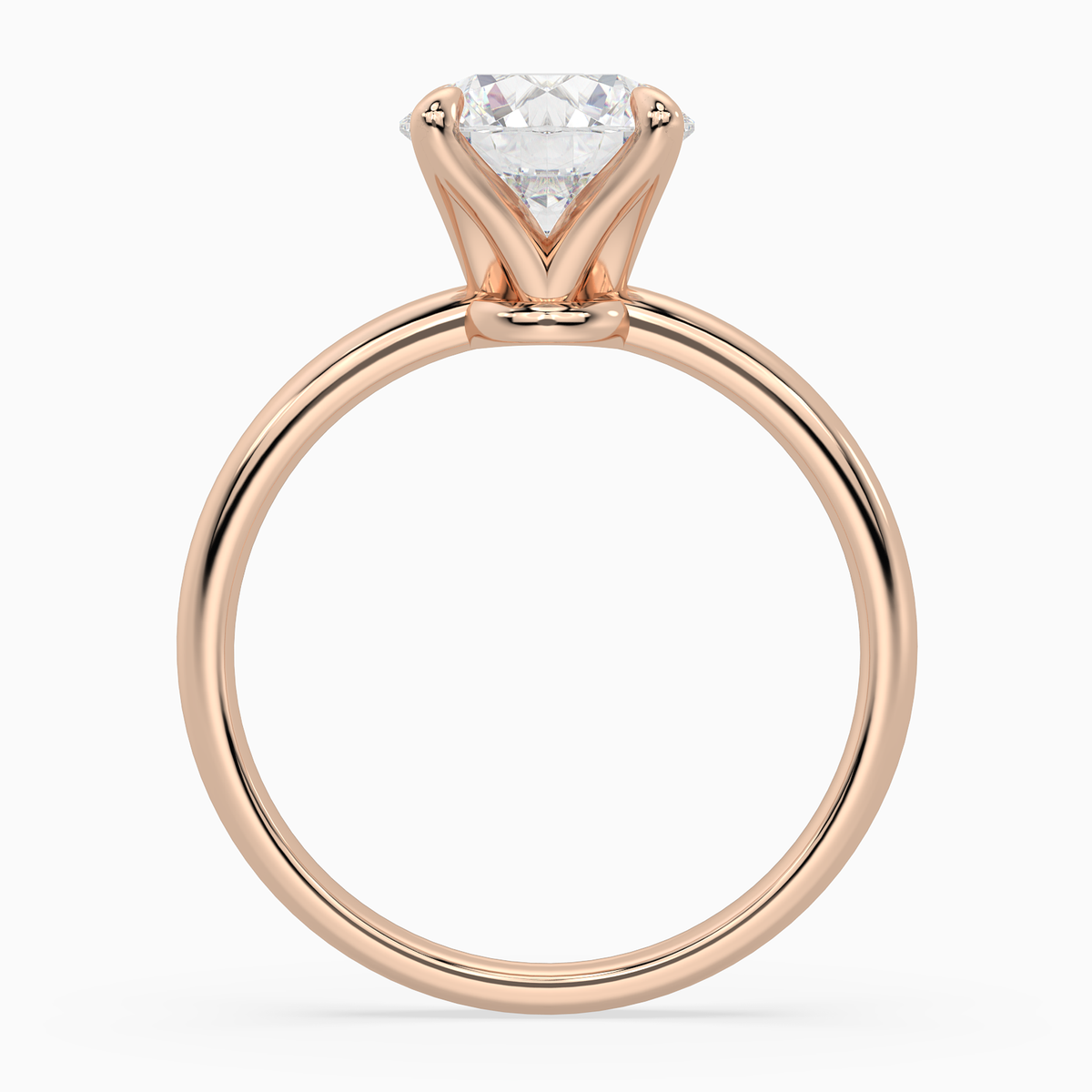 Round Petite Classic Solitaire in 14K Rose Gold side profile