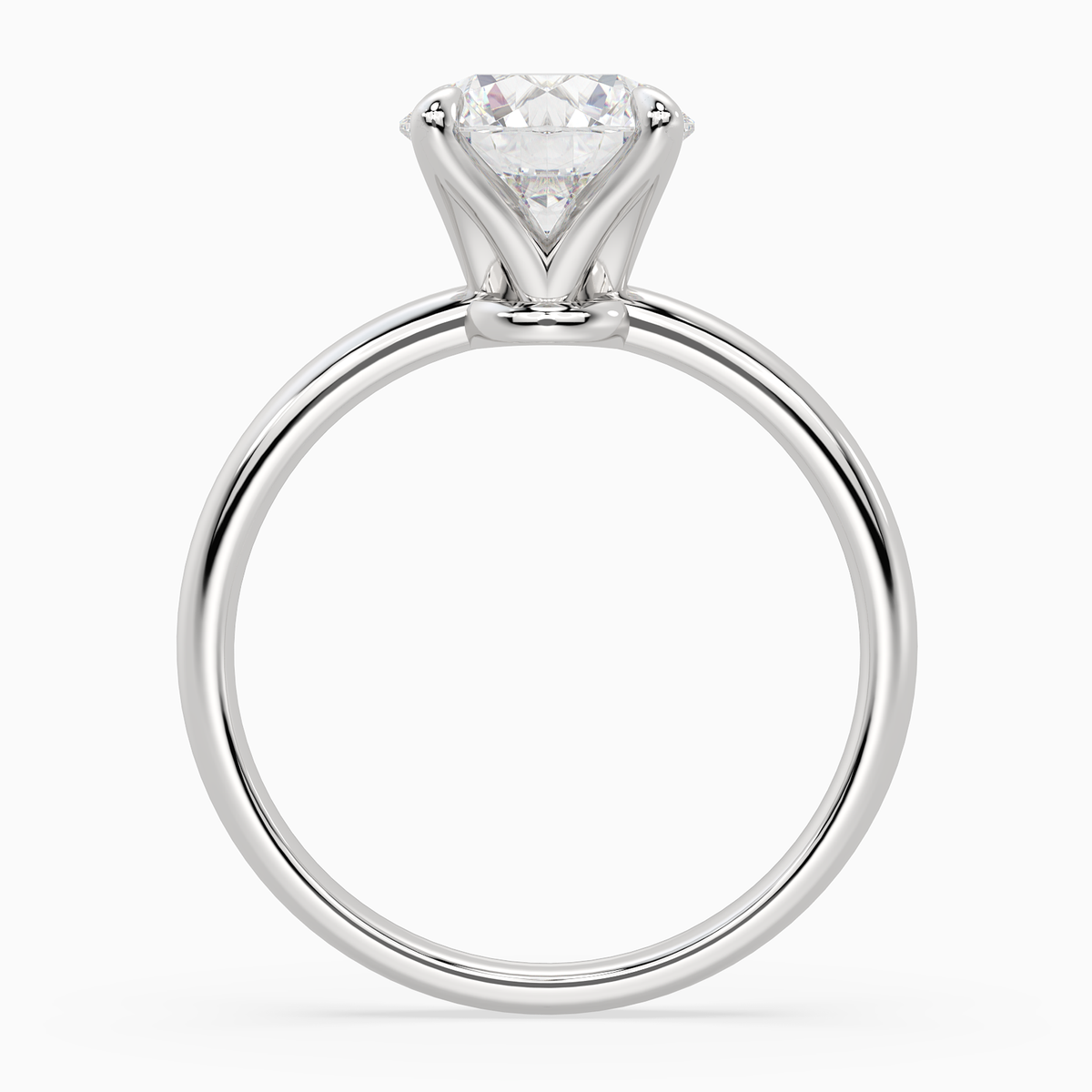 Round Petite Classic Solitaire in Platinum side profile
