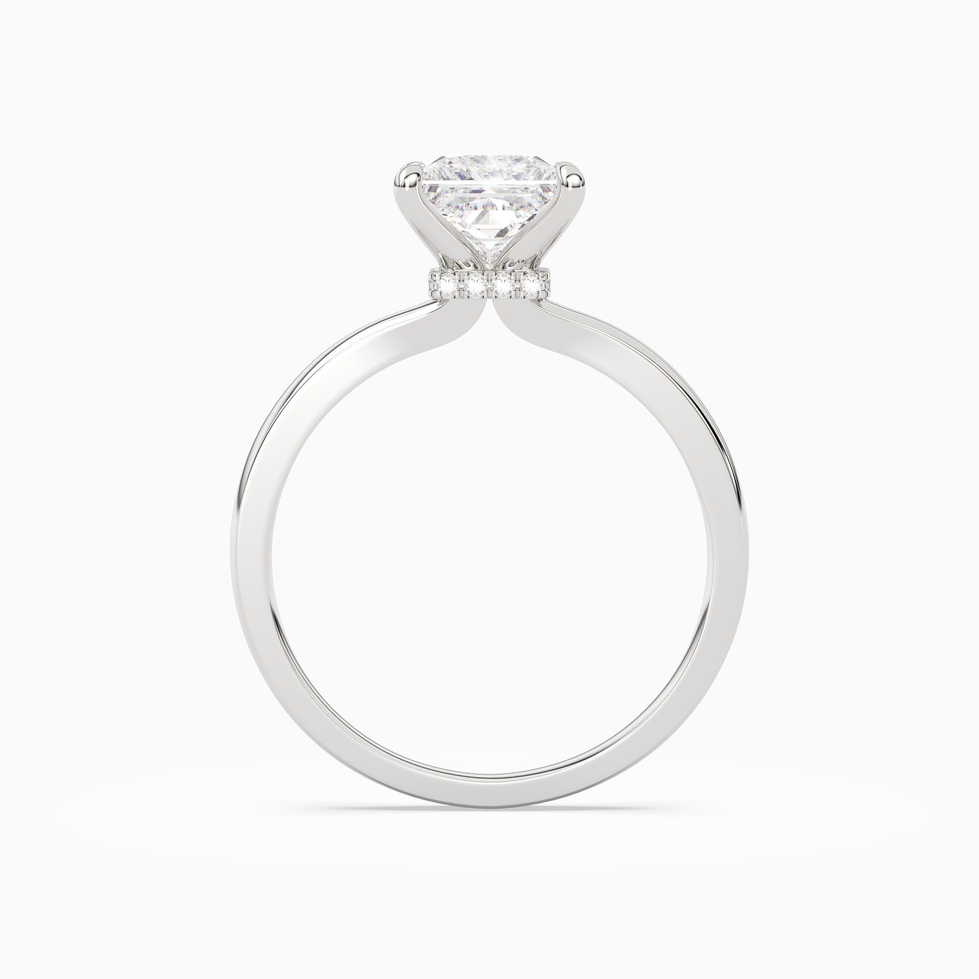 Princess Hidden Halo Crown Clean in 14K White Gold side profile