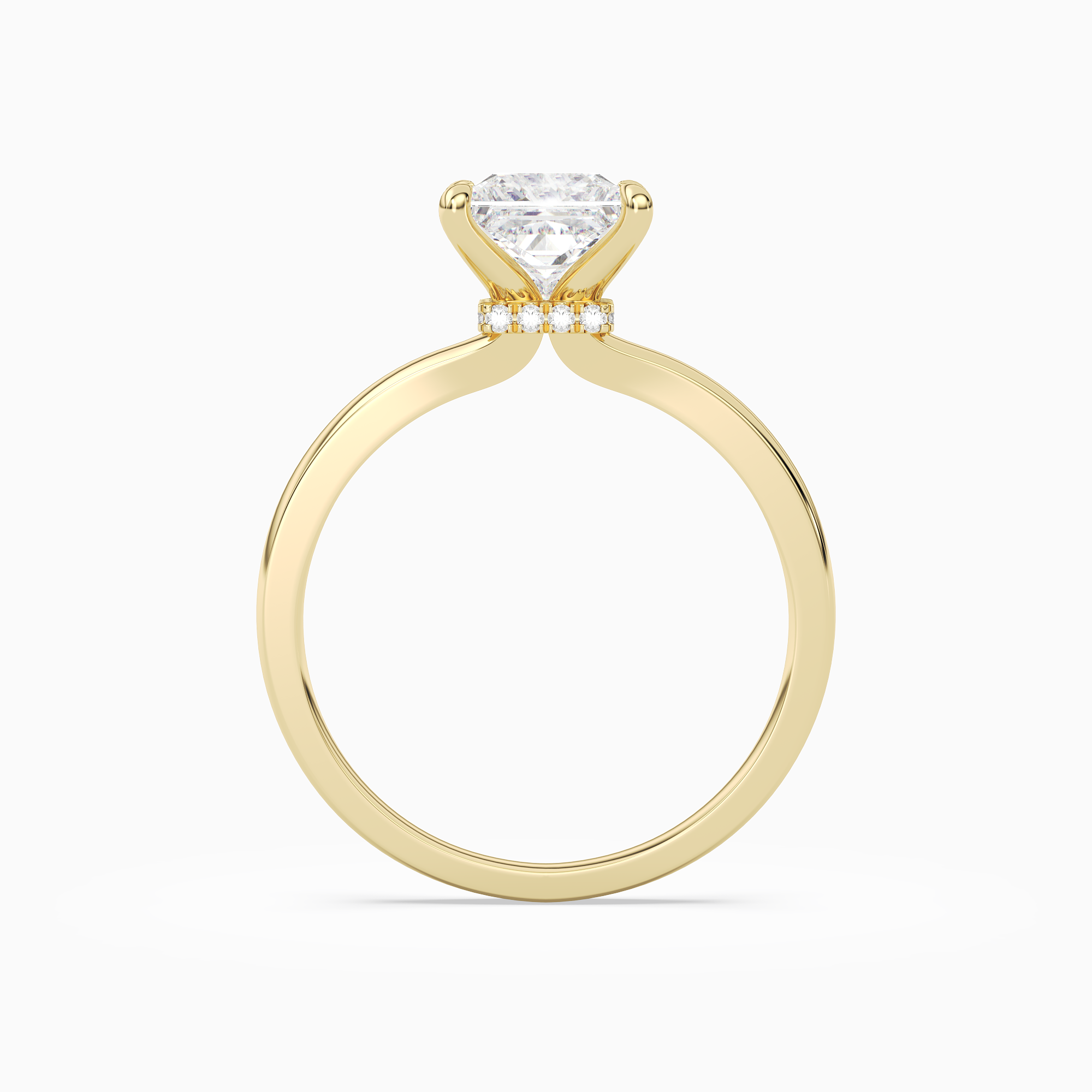 Princess Hidden Halo Crown Clean in 14K Yellow Gold side profile