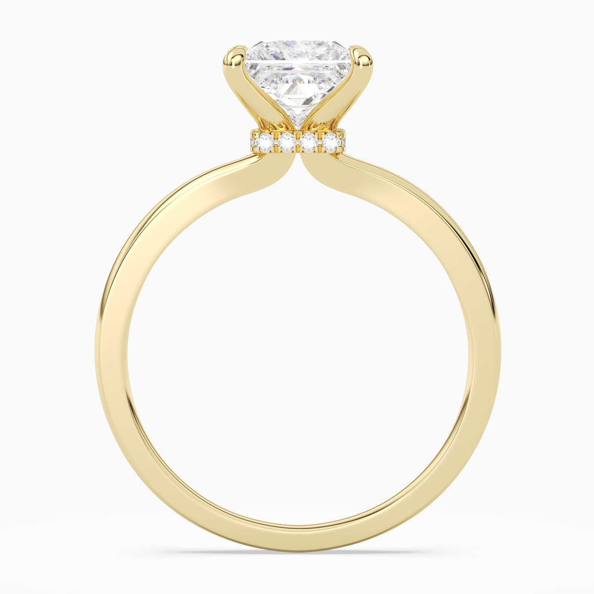 Princess Hidden Halo Crown Clean in 14K Yellow Gold side profile