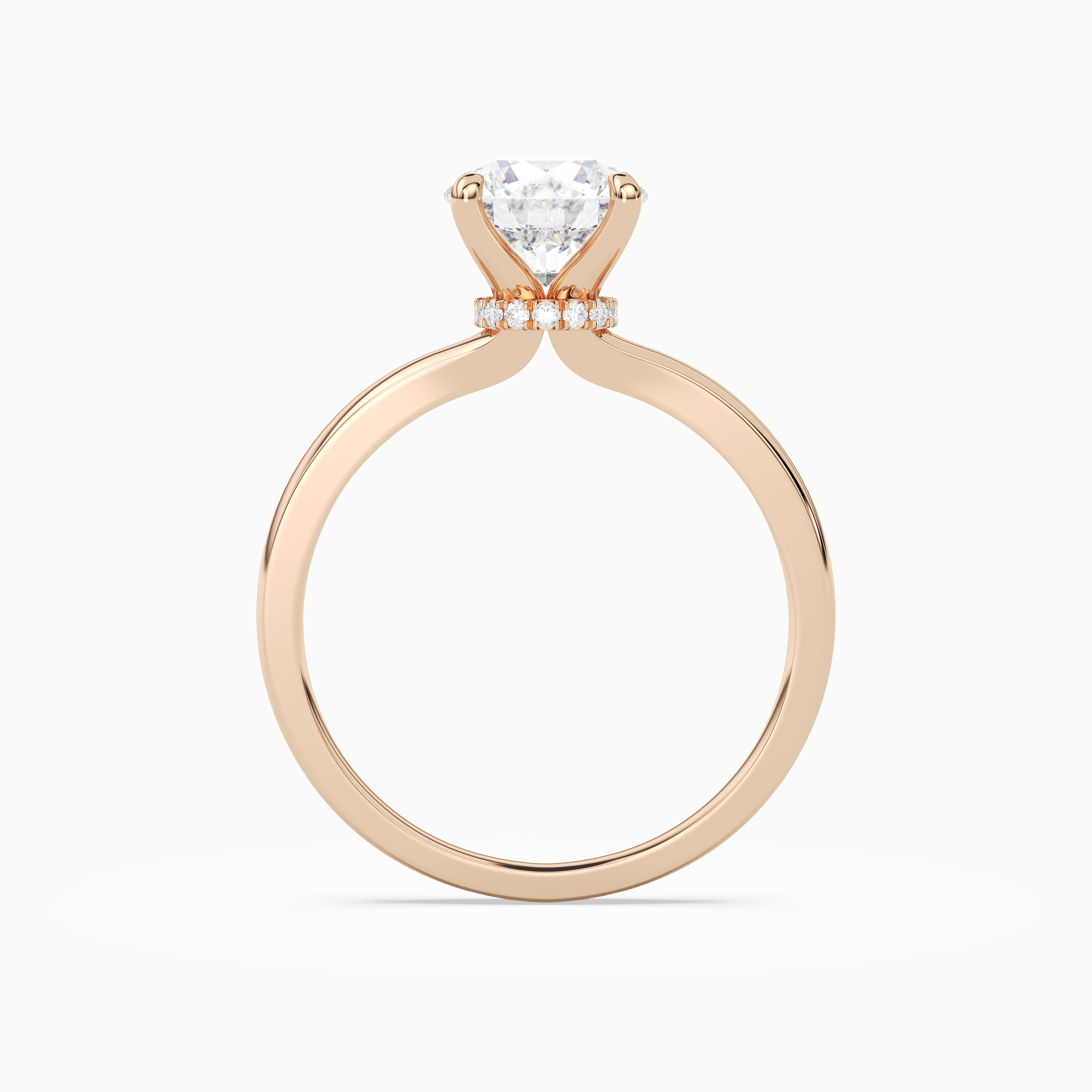 Round Hidden Halo Crown Clean in 14K Rose Gold side profile