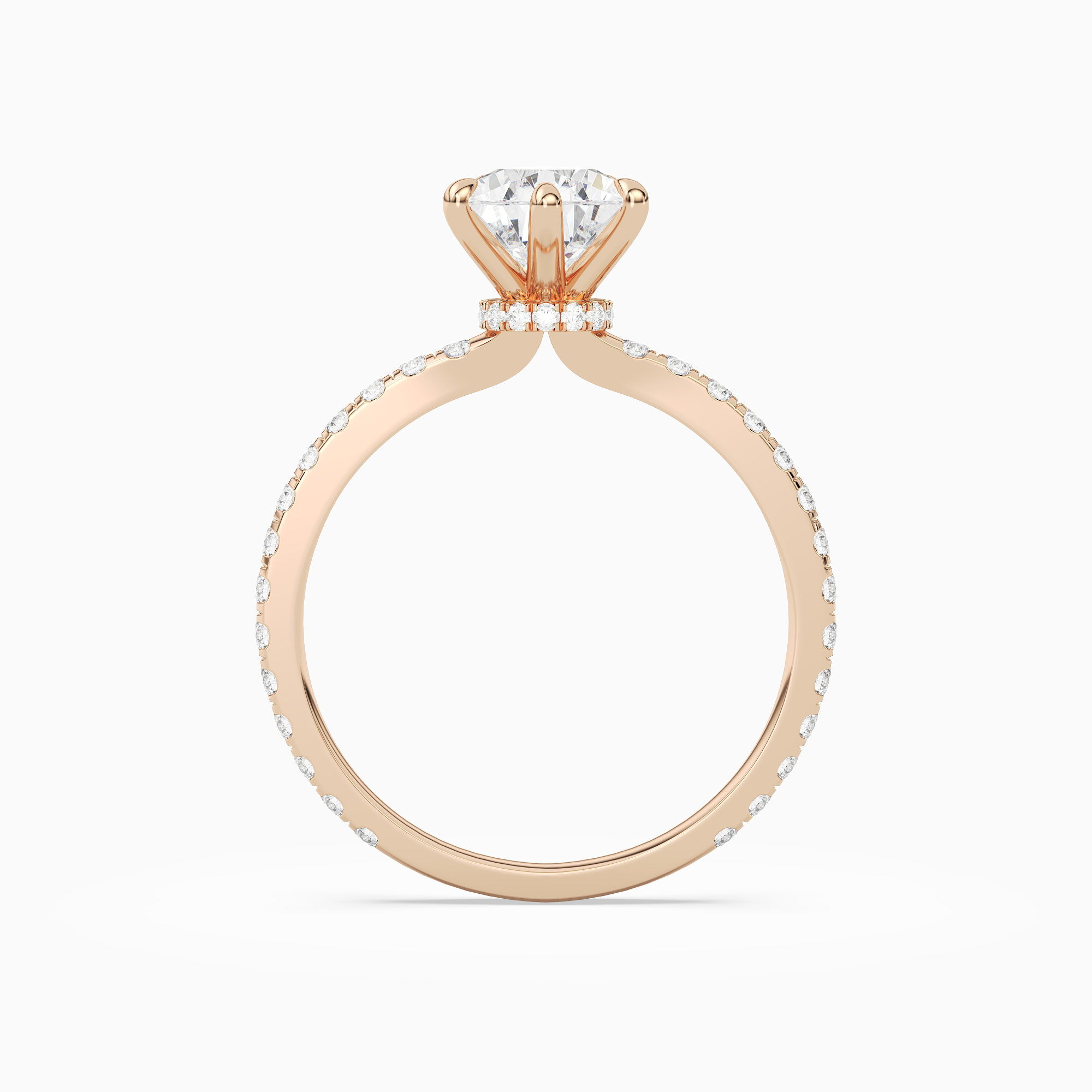 Pear Hidden Halo Crown Pavé in 14K Rose Gold side profile
