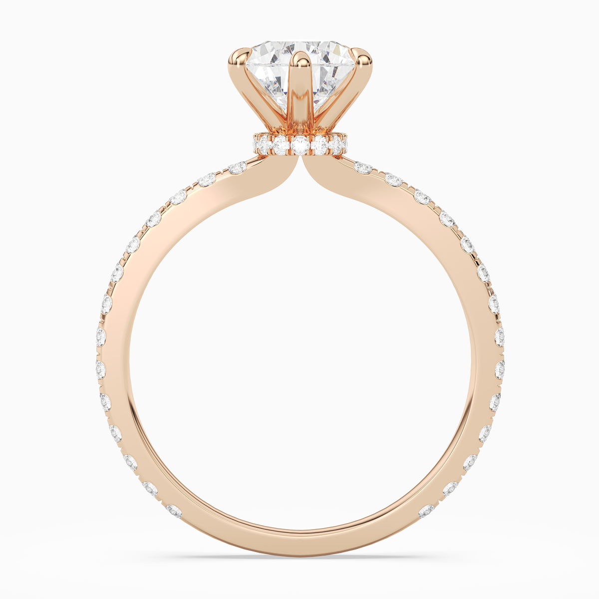 Pear Hidden Halo Crown Pavé in 14K Rose Gold side profile
