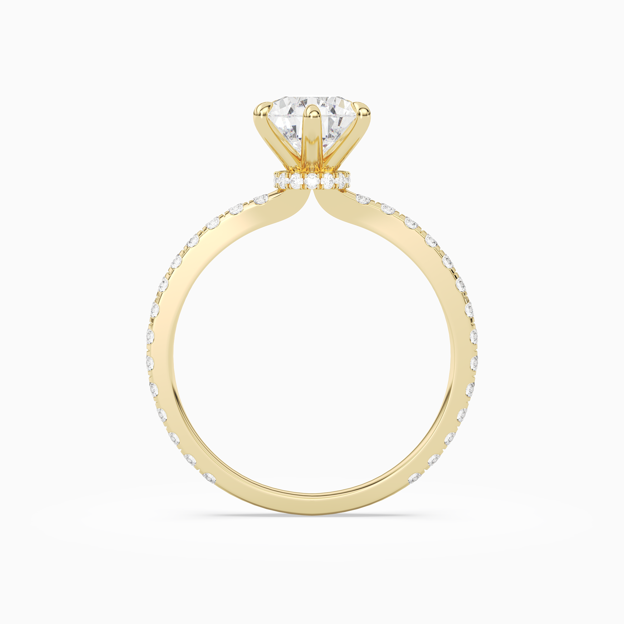 Pear Hidden Halo Crown Pavé in 14K Yellow Gold side profile