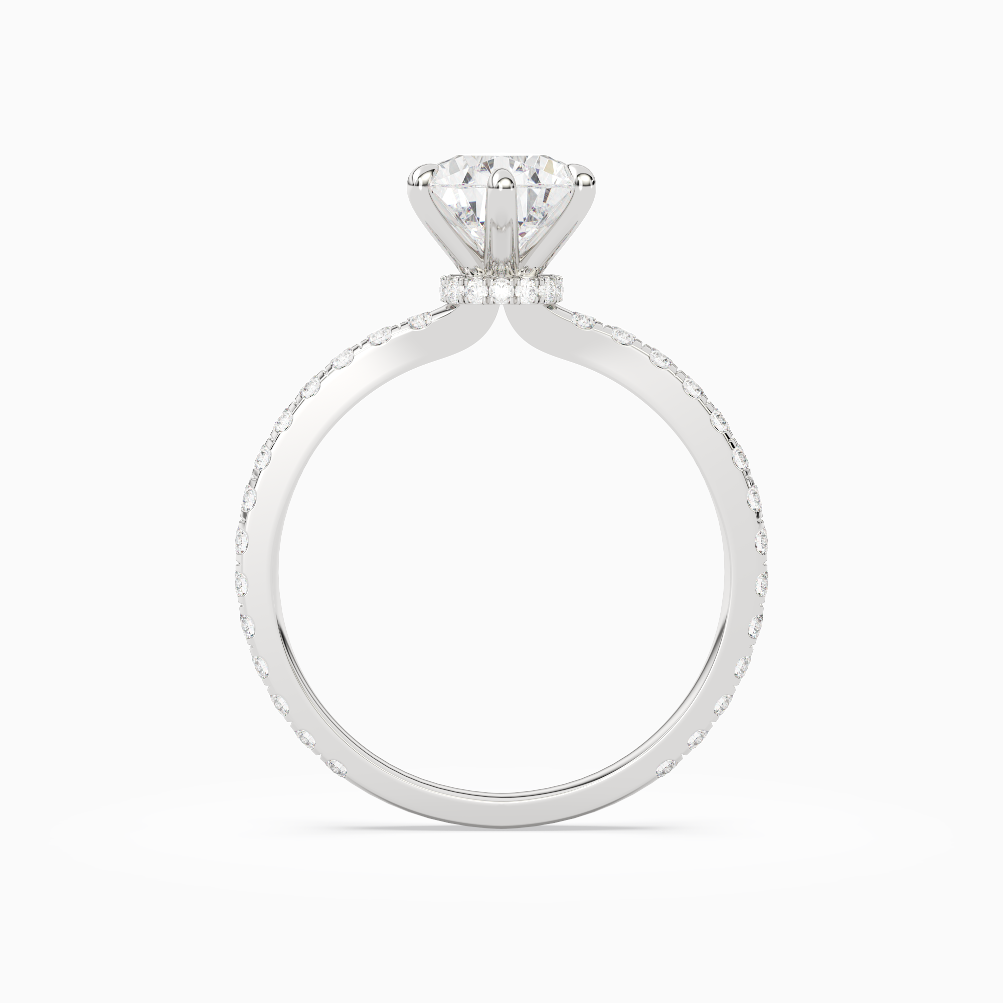 Pear Hidden Halo Crown Pavé in 18K White Gold side profile