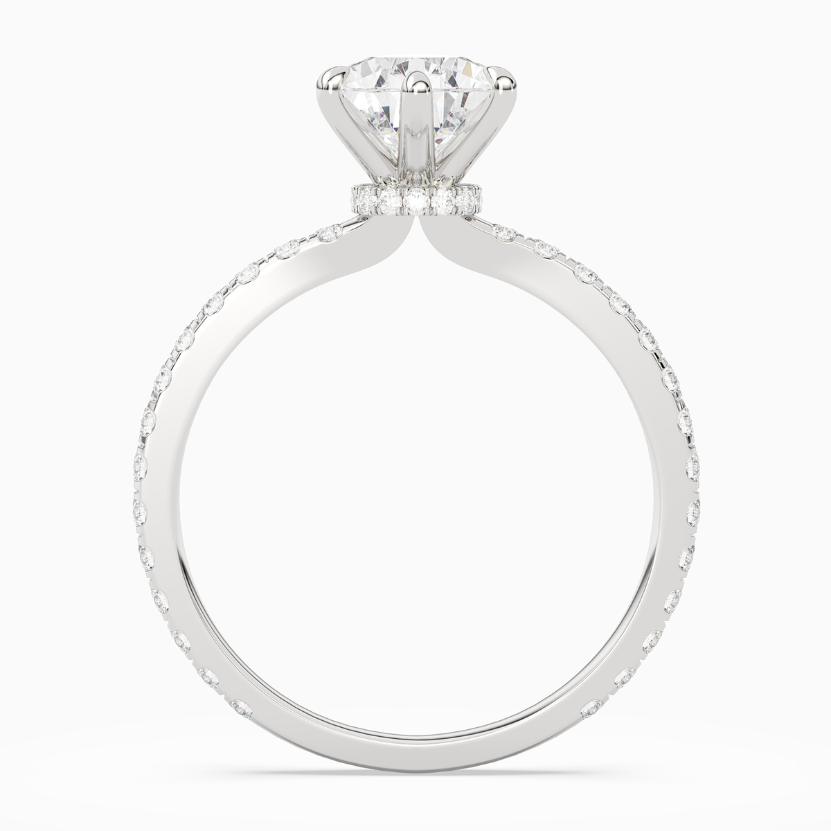 Pear Hidden Halo Crown Pavé in Platinum side profile