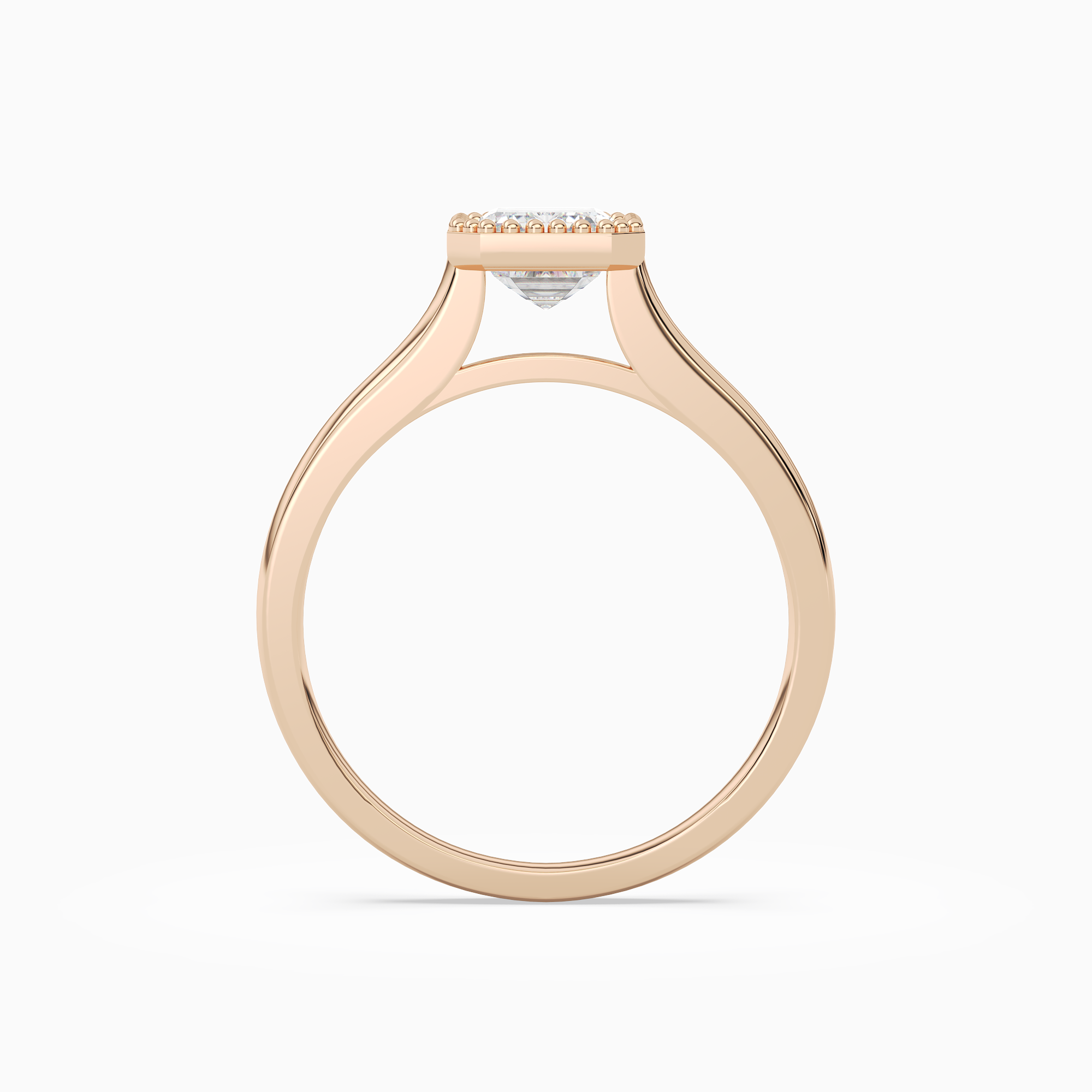 Emerald Milgrain Bezel Solitaire in 14K Rose Gold side profile