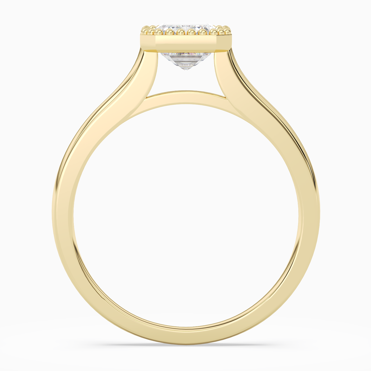 Emerald Milgrain Bezel Solitaire in 14K Yellow Gold side profile