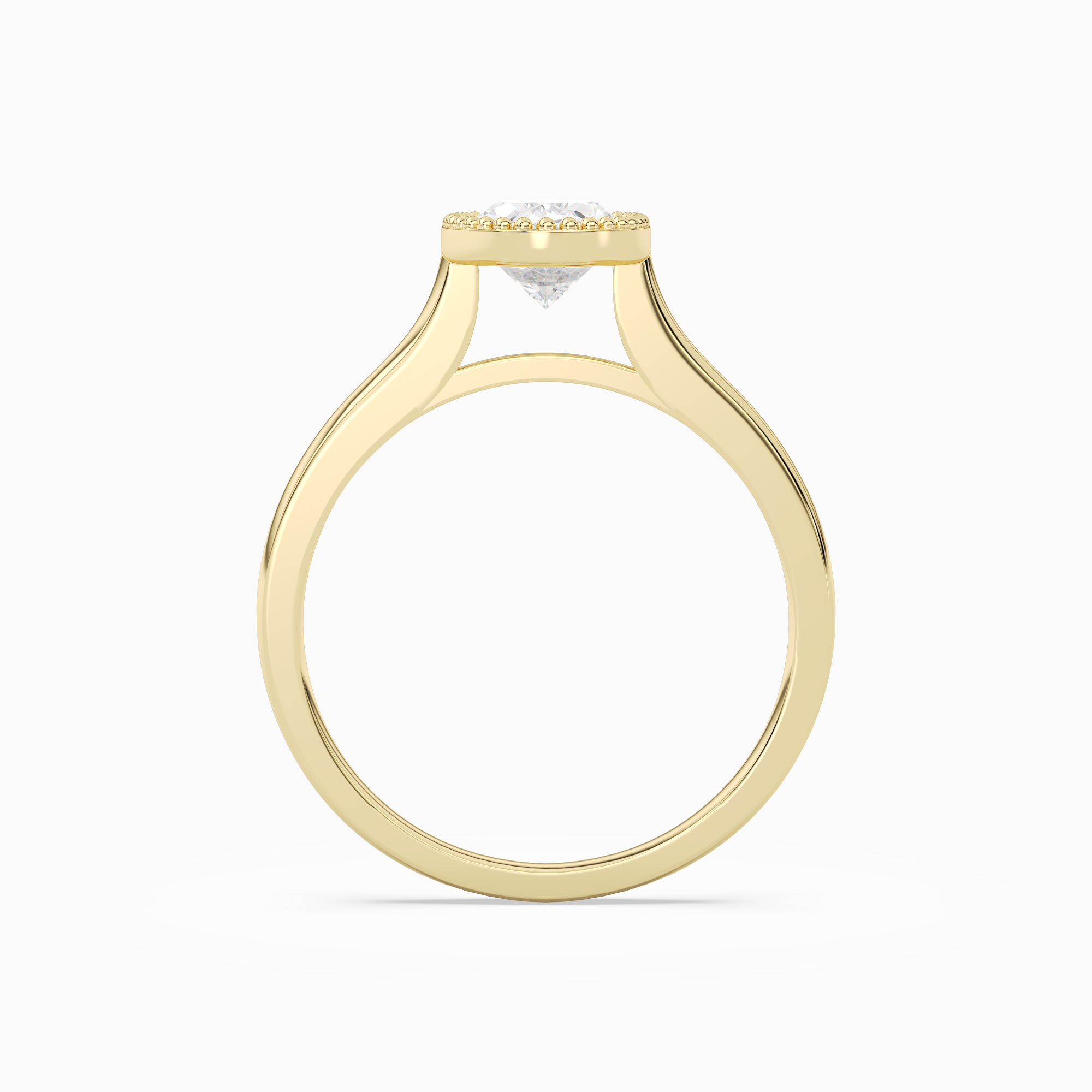 Oval Milgrain Bezel Solitaire in 14K Yellow Gold side profile