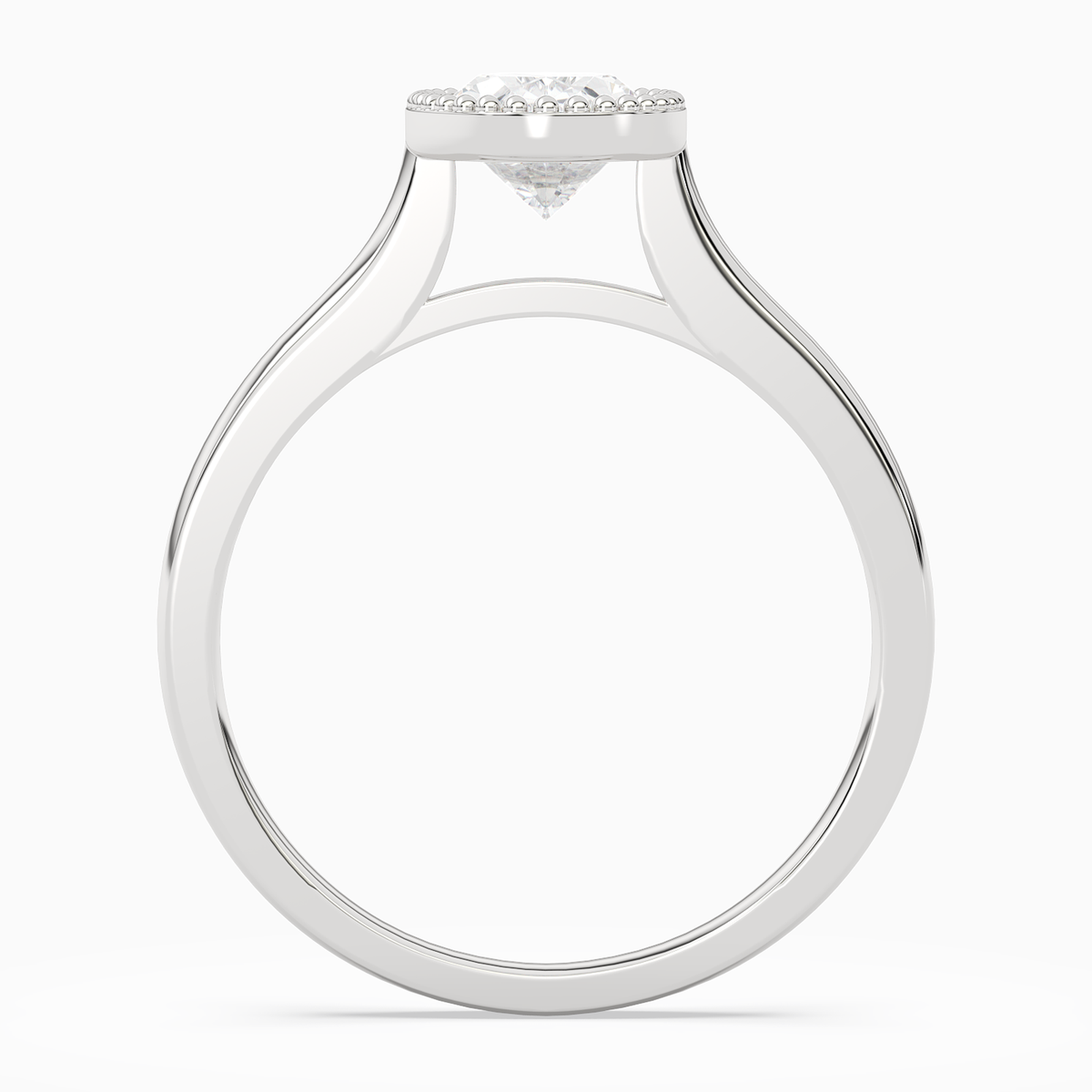 Oval Milgrain Bezel Solitaire in Platinum side profile