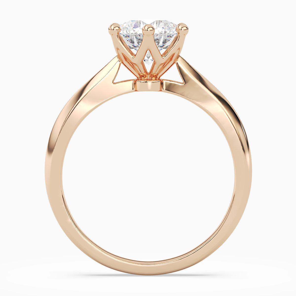 Round Classic Knife-Edge Solitaire in 14K Rose Gold side profile