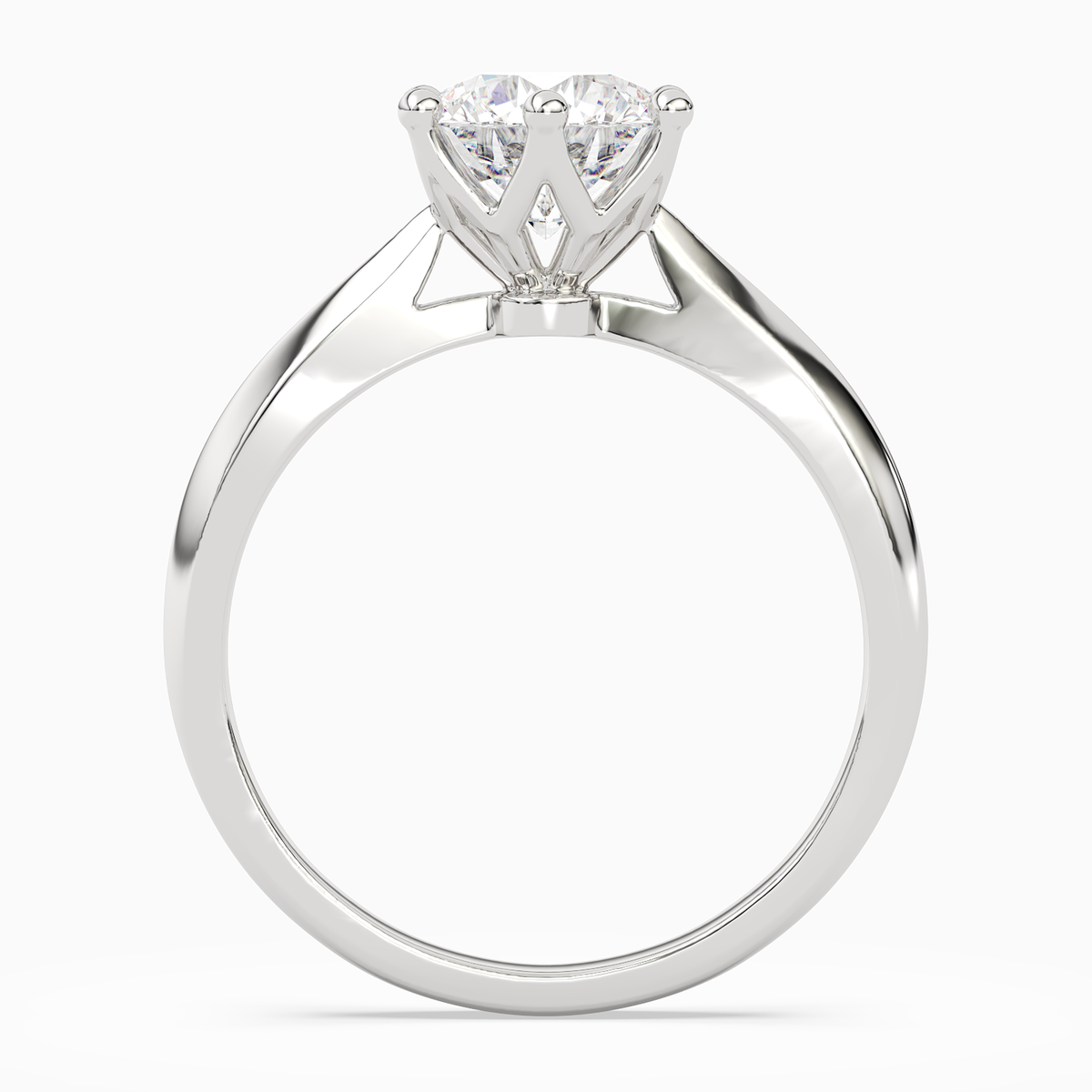 Round Classic Knife-Edge Solitaire in 14K White Gold side profile