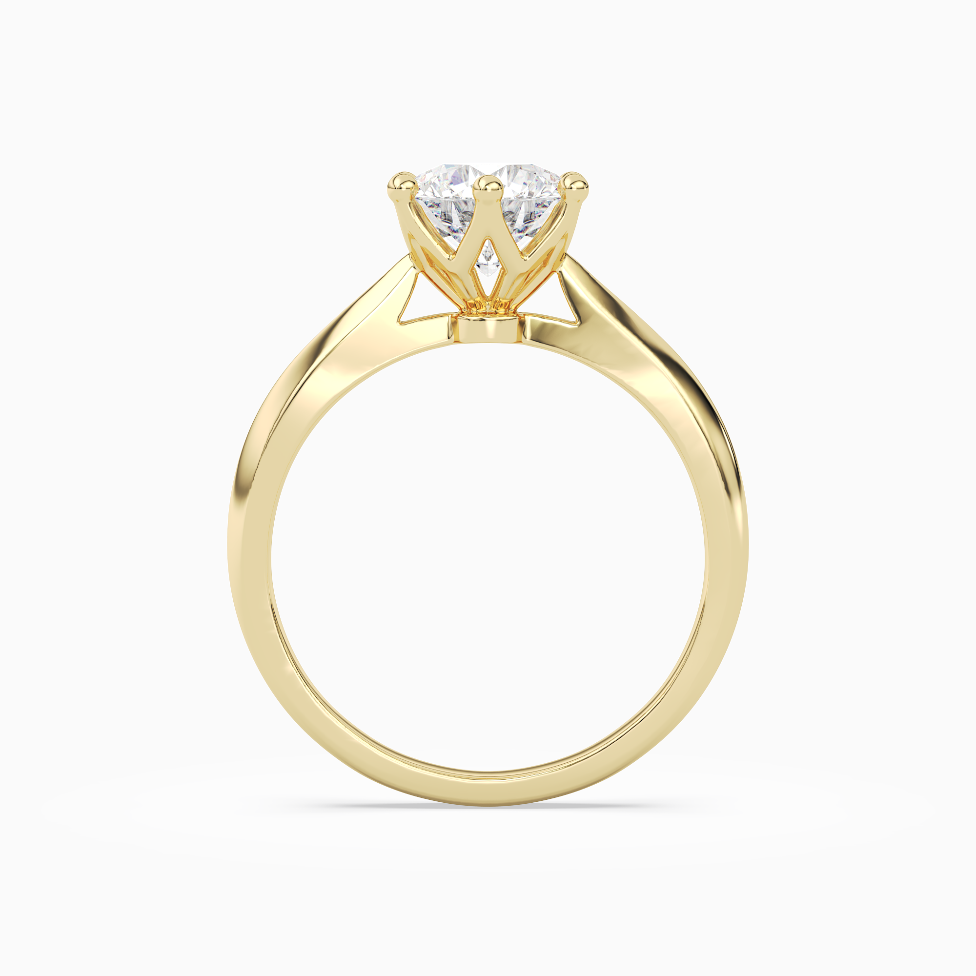 Round Classic Knife-Edge Solitaire in 14K Yellow Gold side profile