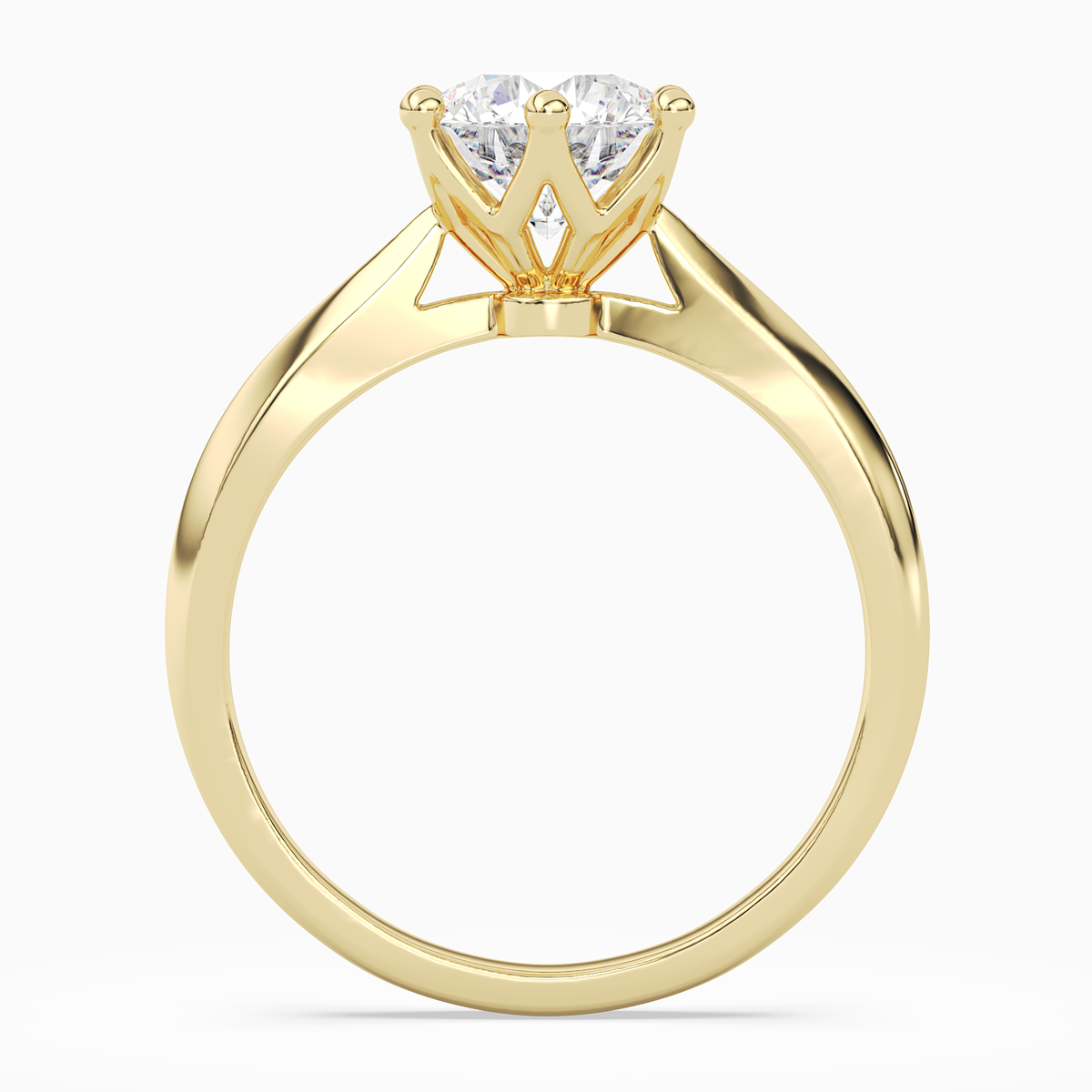 Round Classic Knife-Edge Solitaire in 14K Yellow Gold side profile