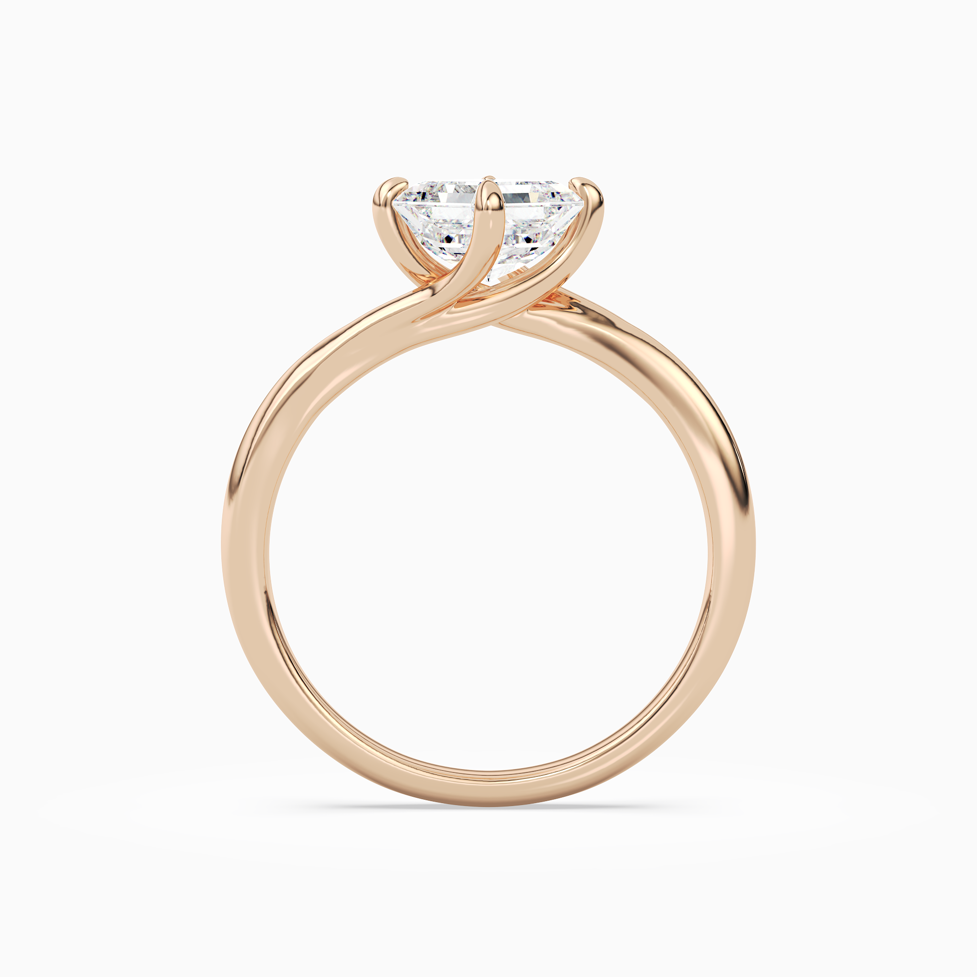 Asscher Bypass Solitaire in 14K Rose Gold side profile